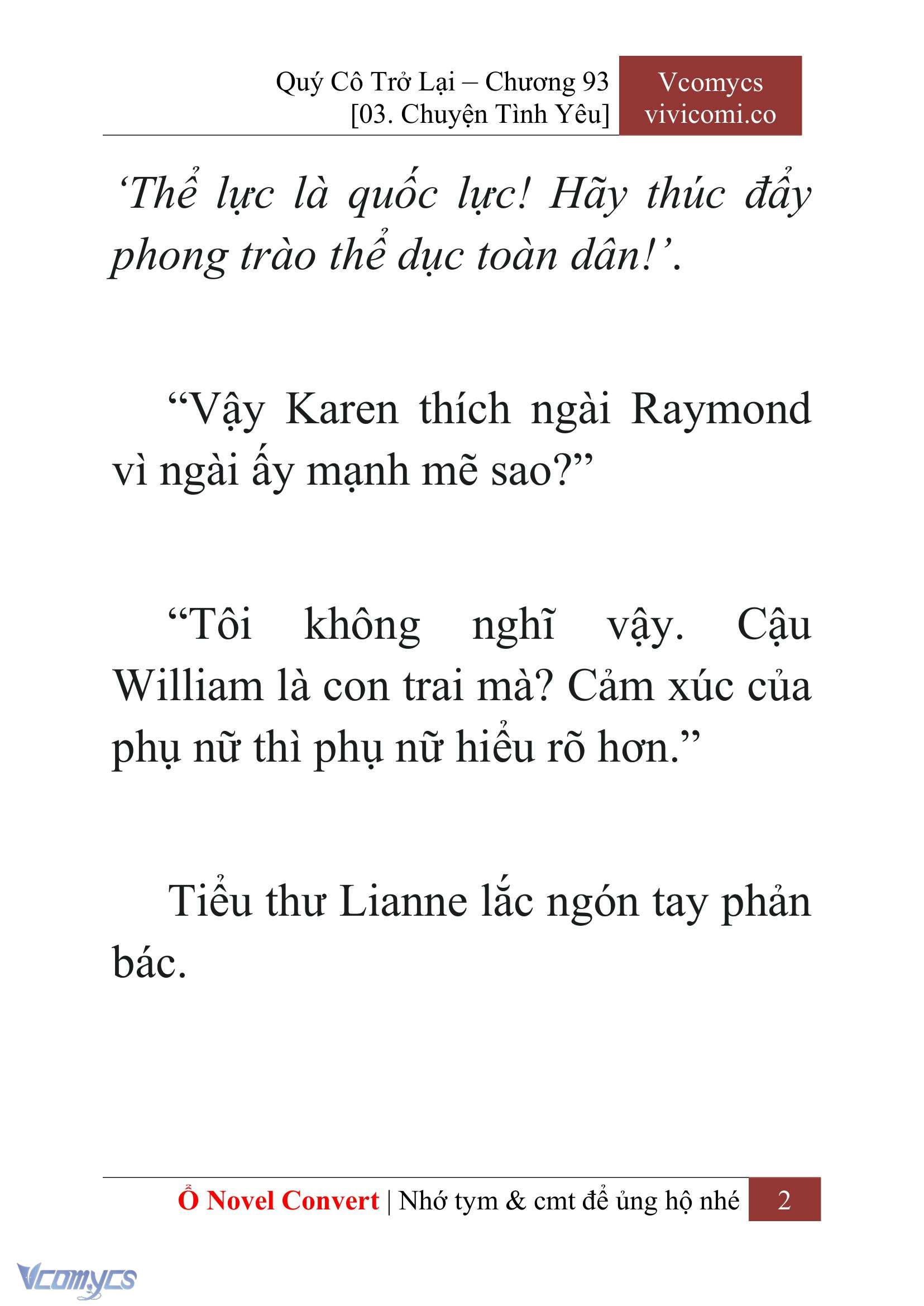 [Novel] Quý Cô Trở Lại Chap 93 - Trang 2