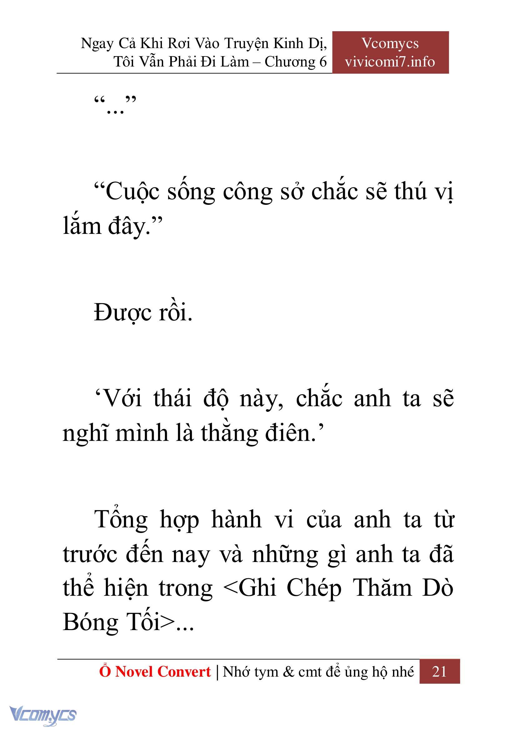 [Novel] Ngay Cả Khi Rơi Vào Truyện Kinh Dị, Tôi Vẫn Phải Đi Làm Chap 6 - Trang 2