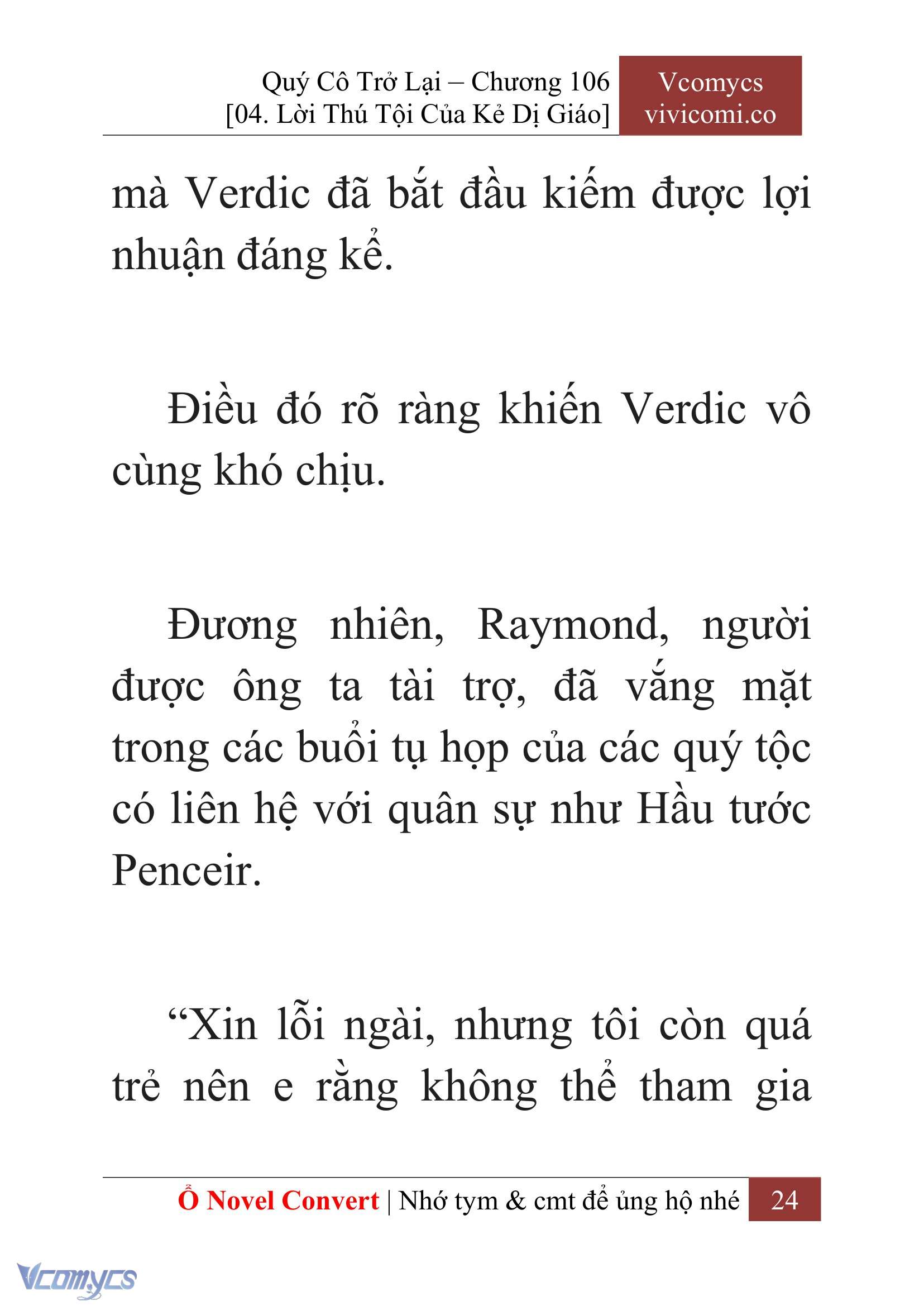 [Novel] Quý Cô Trở Lại Chap 106 - Next Chap 107