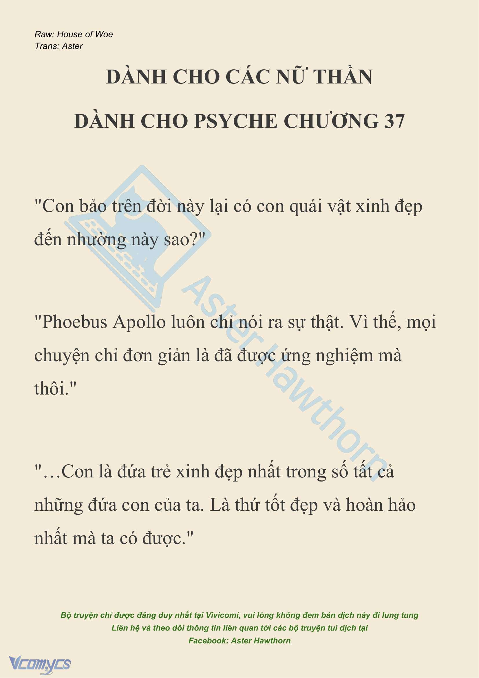 [NOVEL] Dành Cho Các Nữ Thần: Dành cho Psyche Chap 37 - Trang 2