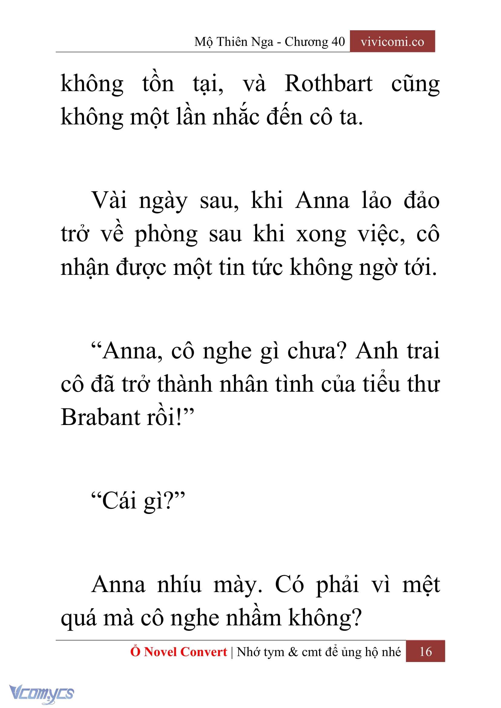 [Novel] Mộ Thiên Nga Chap 40 - Trang 2