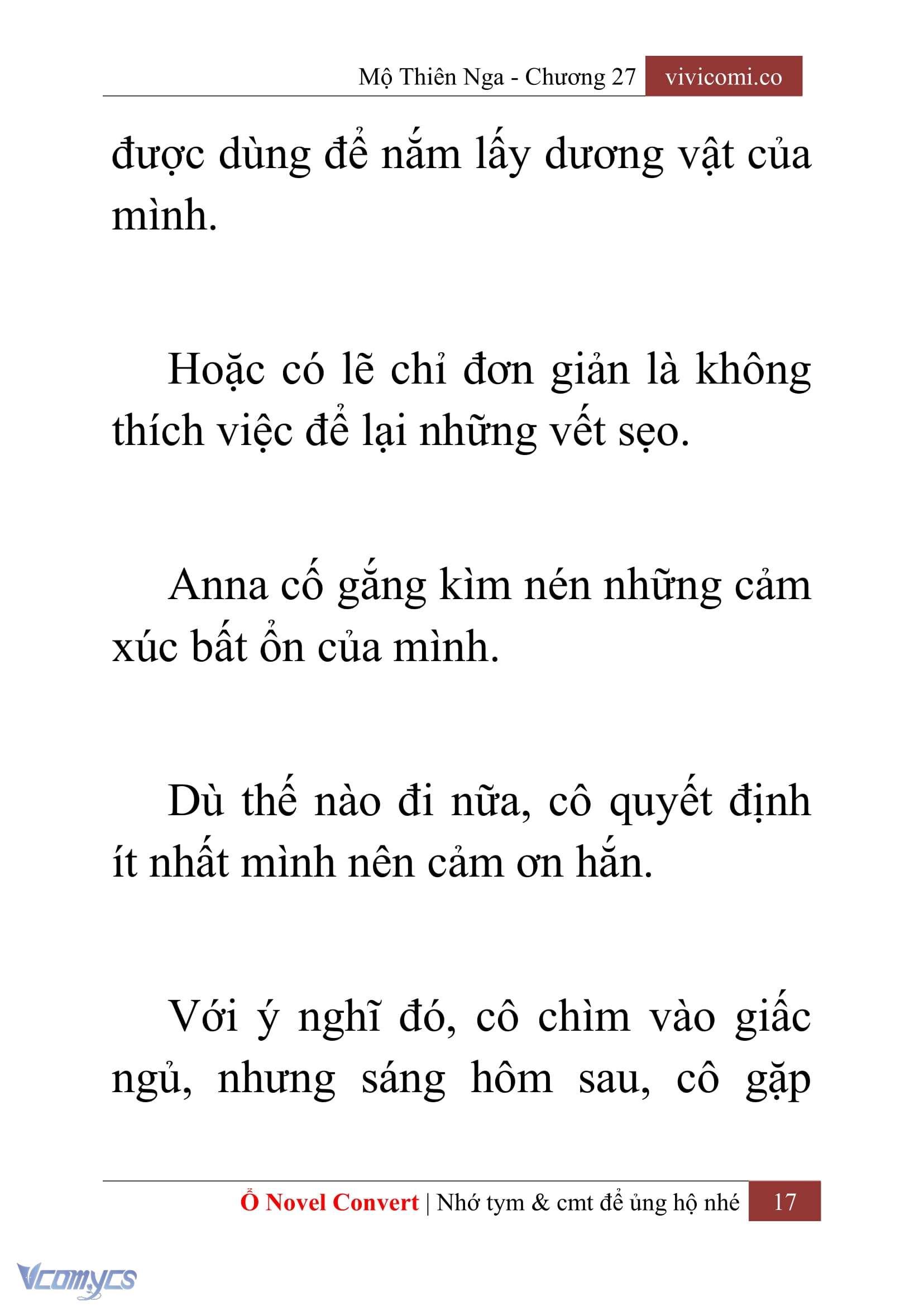 [Novel] Mộ Thiên Nga Chap 27 - Next Chap 28