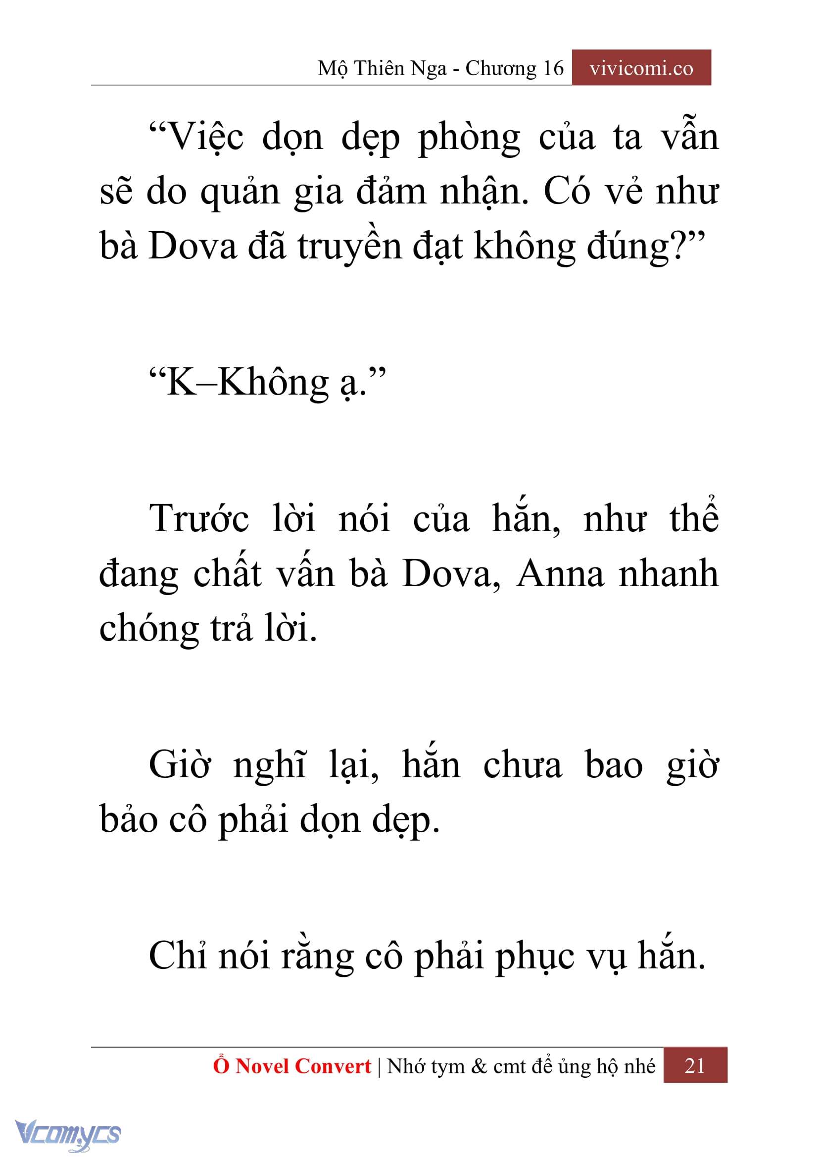[Novel] Mộ Thiên Nga Chap 16 - Trang 2
