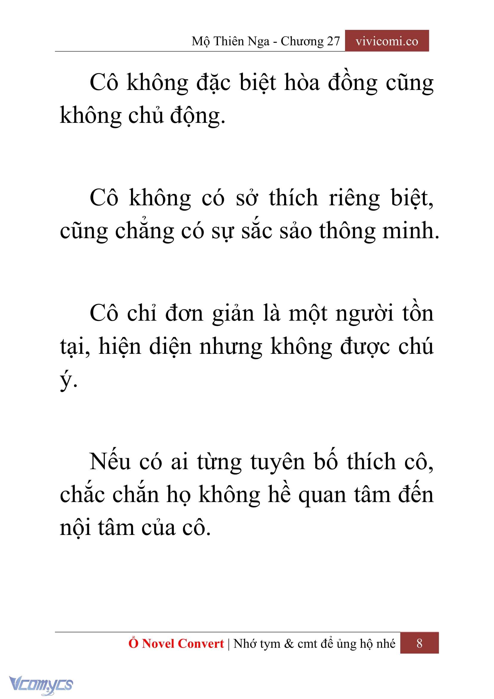 [Novel] Mộ Thiên Nga Chap 27 - Next Chap 28