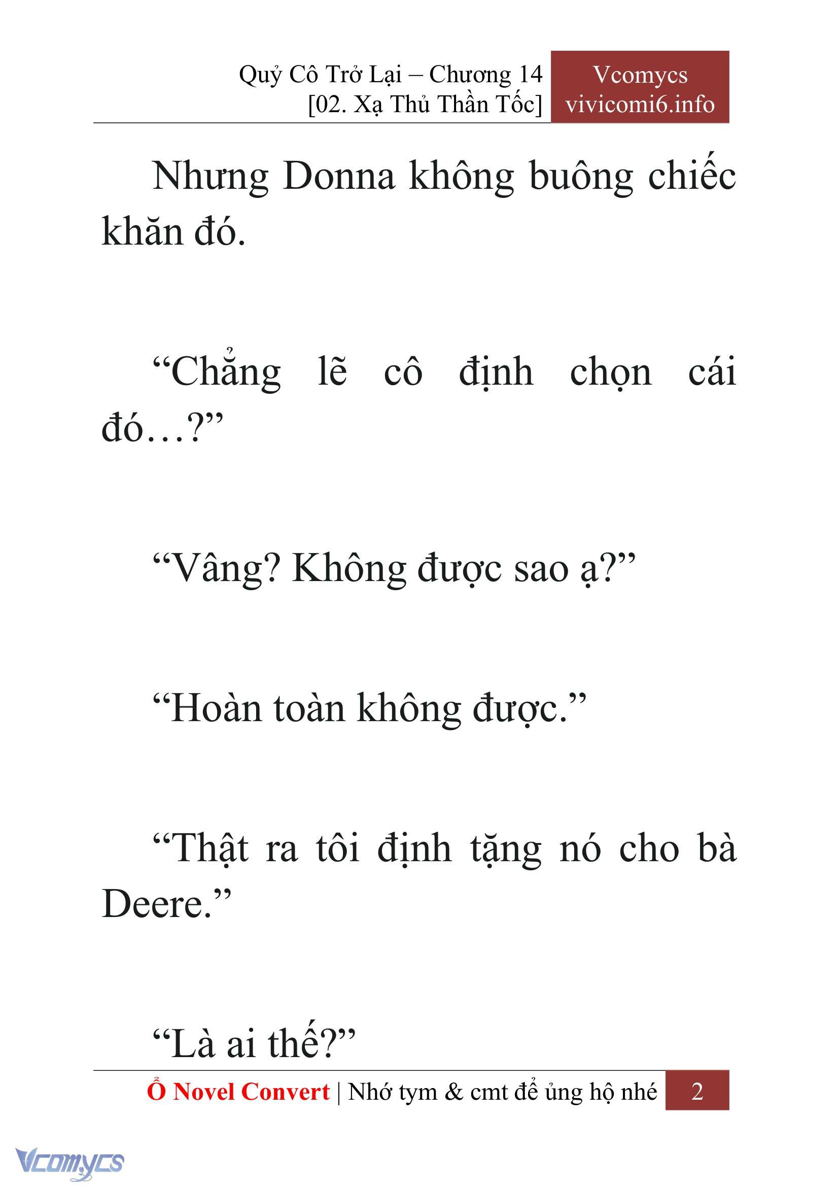 [Novel] Quý Cô Trở Lại Chap 14 - Trang 2