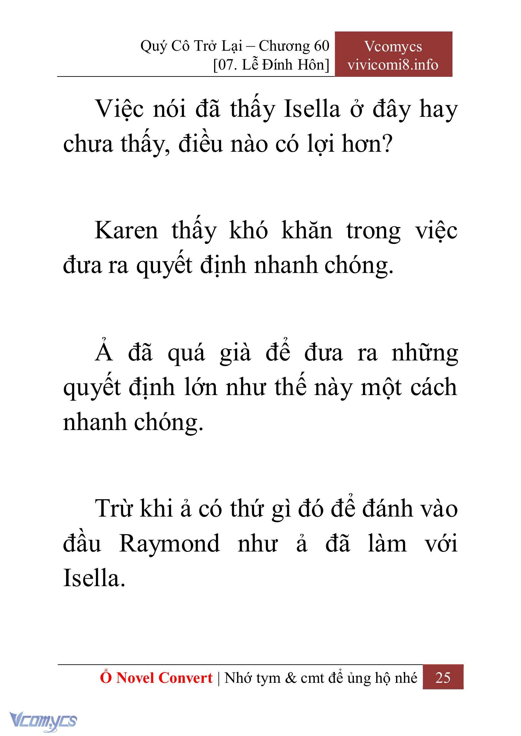 [Novel] Quý Cô Trở Lại Chap 60 - Trang 2