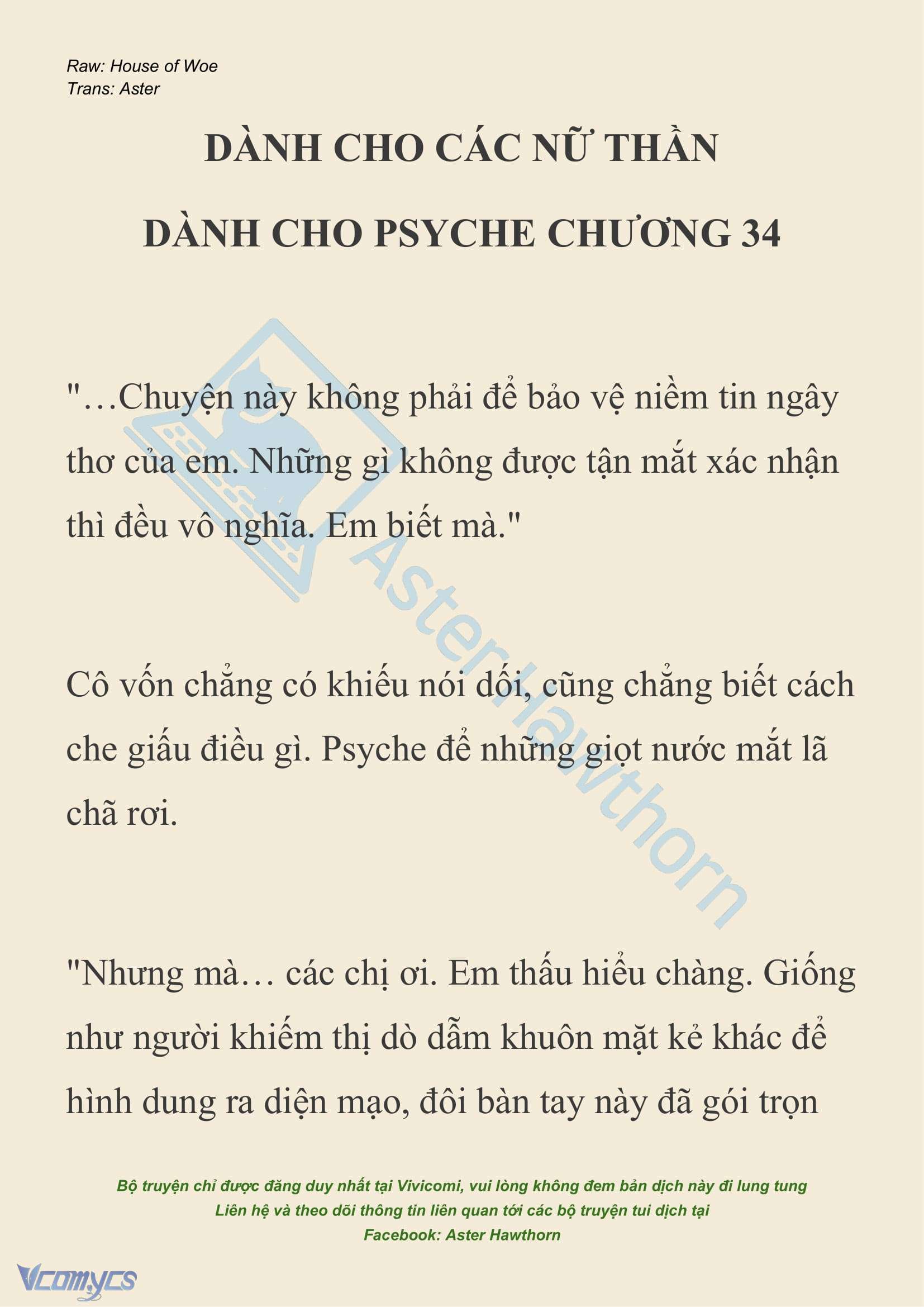 [NOVEL] Dành Cho Các Nữ Thần: Dành cho Psyche Chap 34 - Trang 2