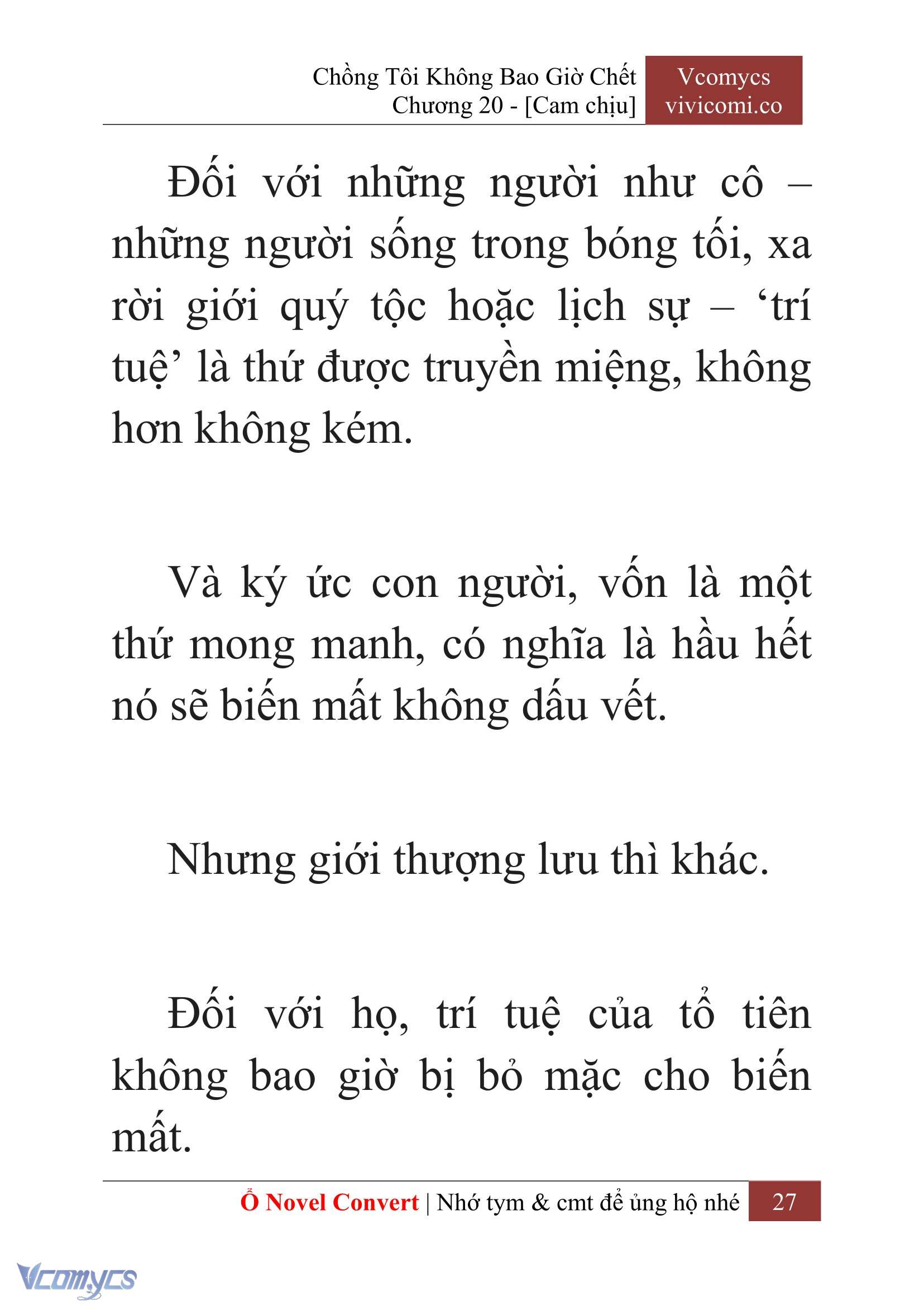 [Novel] Chồng Tôi Không Bao Giờ Chết Chap 20 - Trang 2