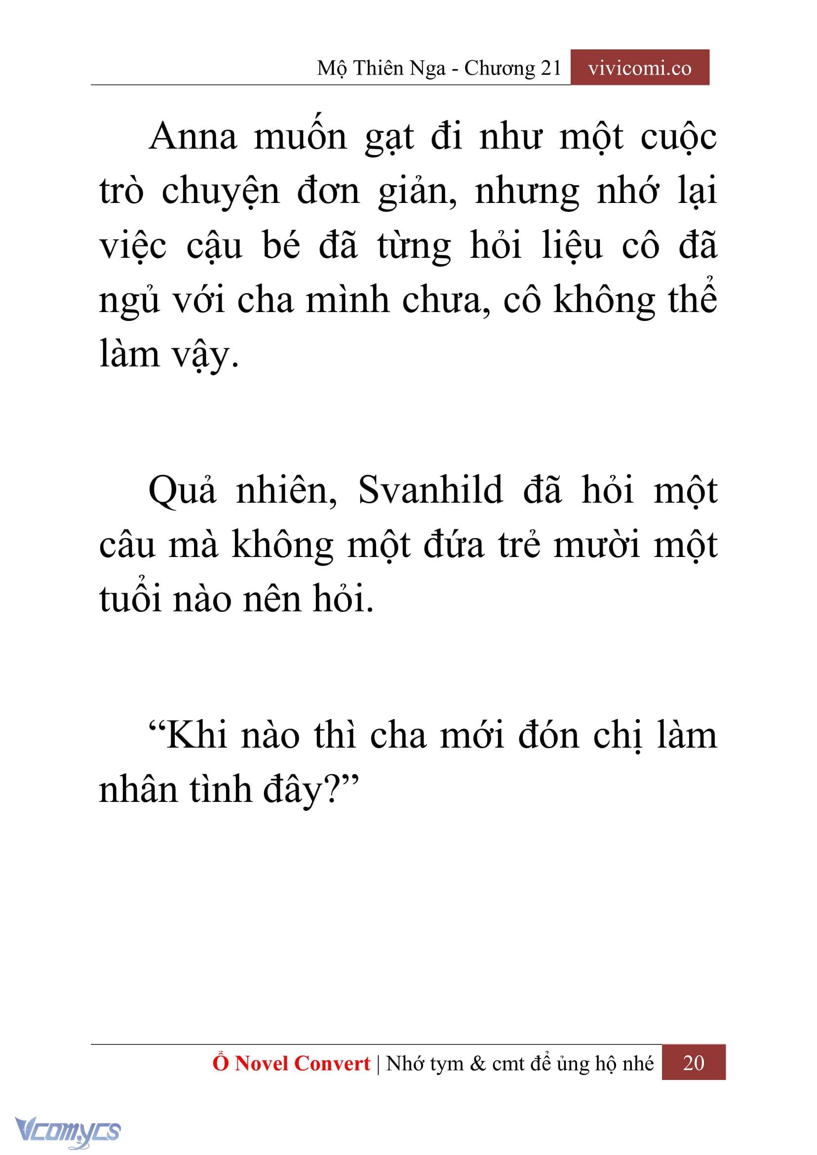 [Novel] Mộ Thiên Nga Chap 21 - Next Chap 22