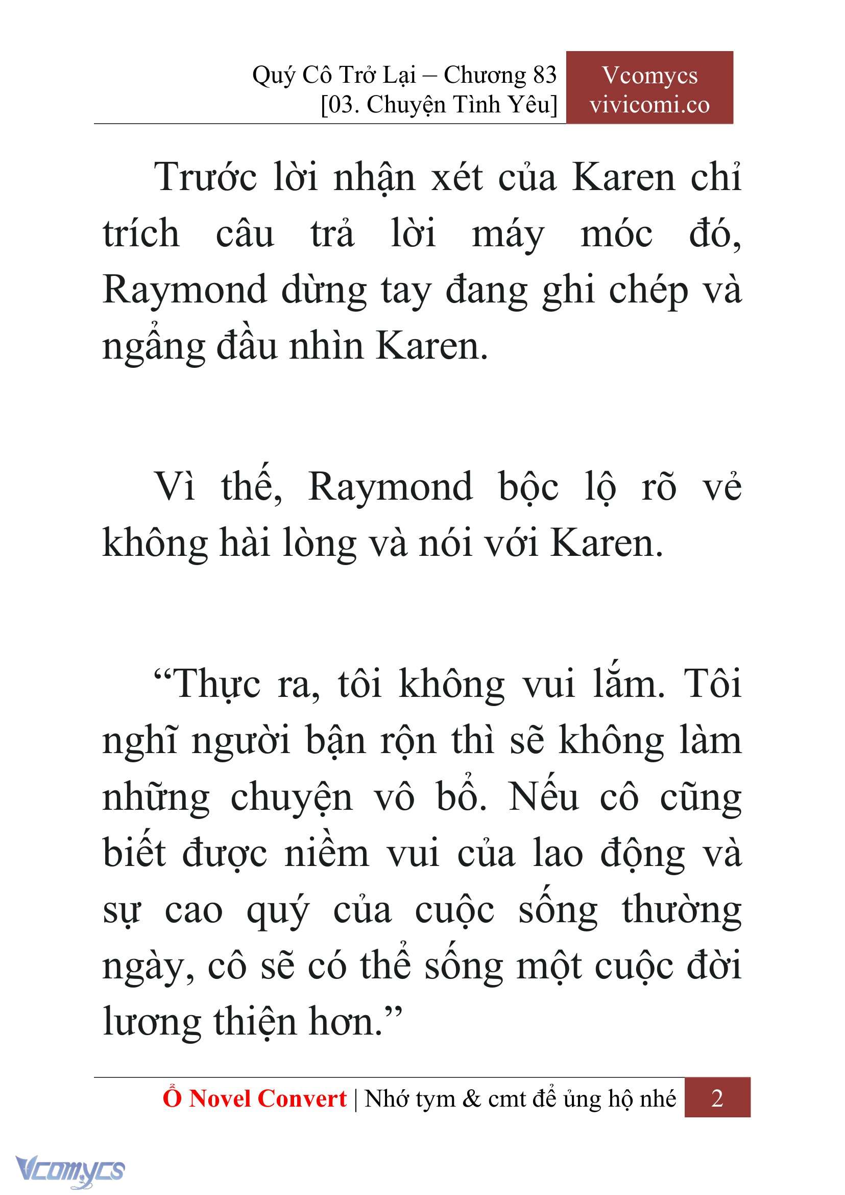 [Novel] Quý Cô Trở Lại Chap 83 - Trang 2