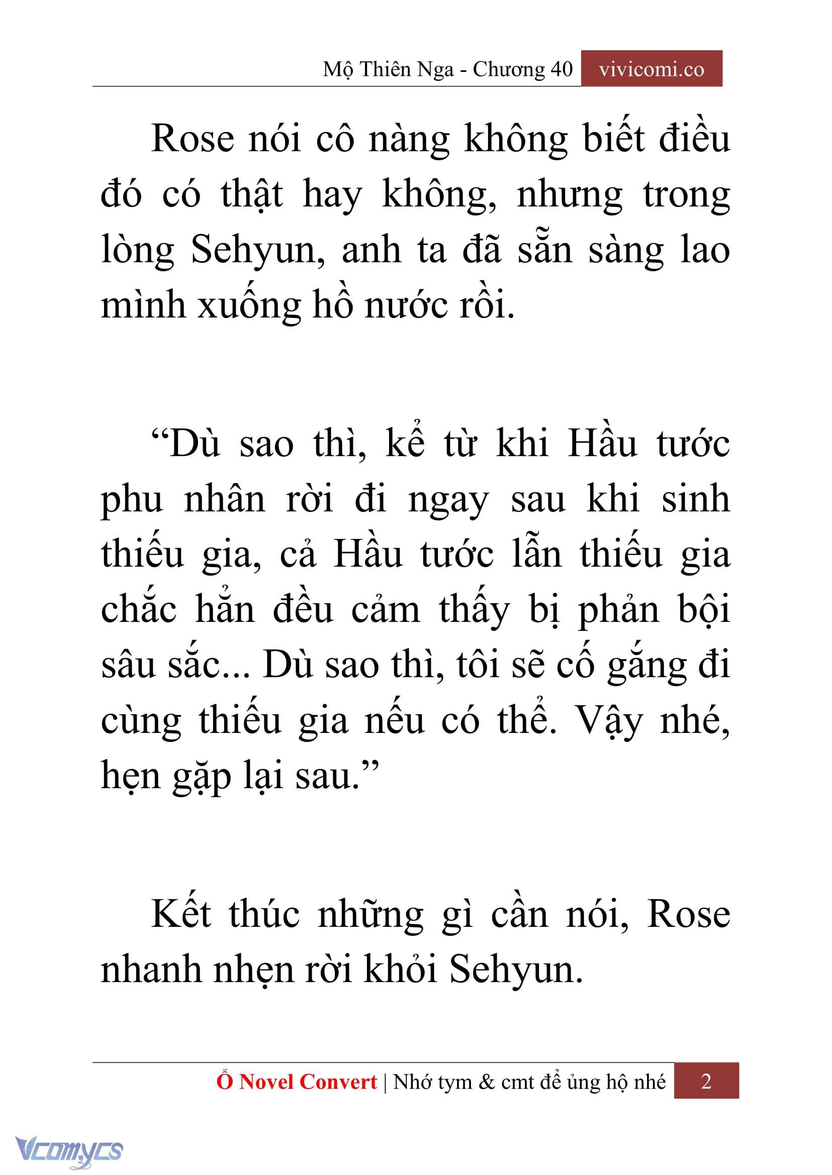 [Novel] Mộ Thiên Nga Chap 40 - Trang 2