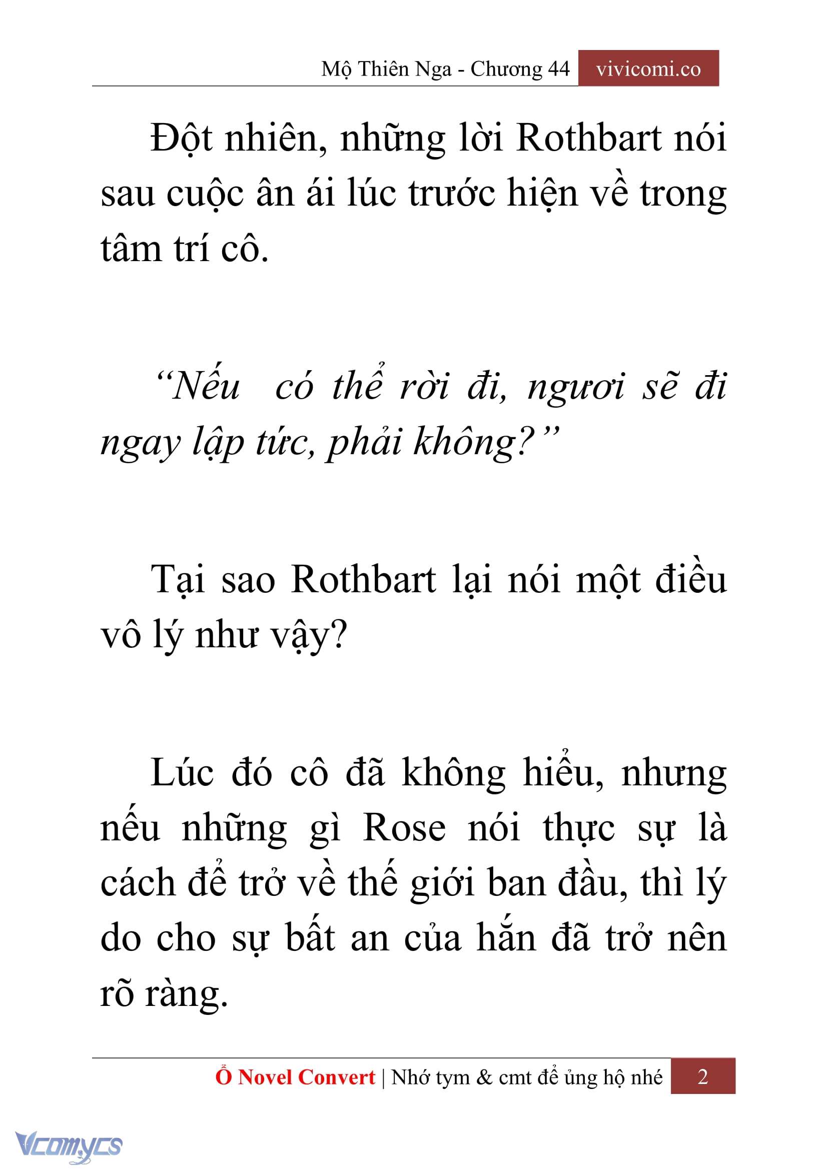 [Novel] Mộ Thiên Nga Chap 44 - Trang 2