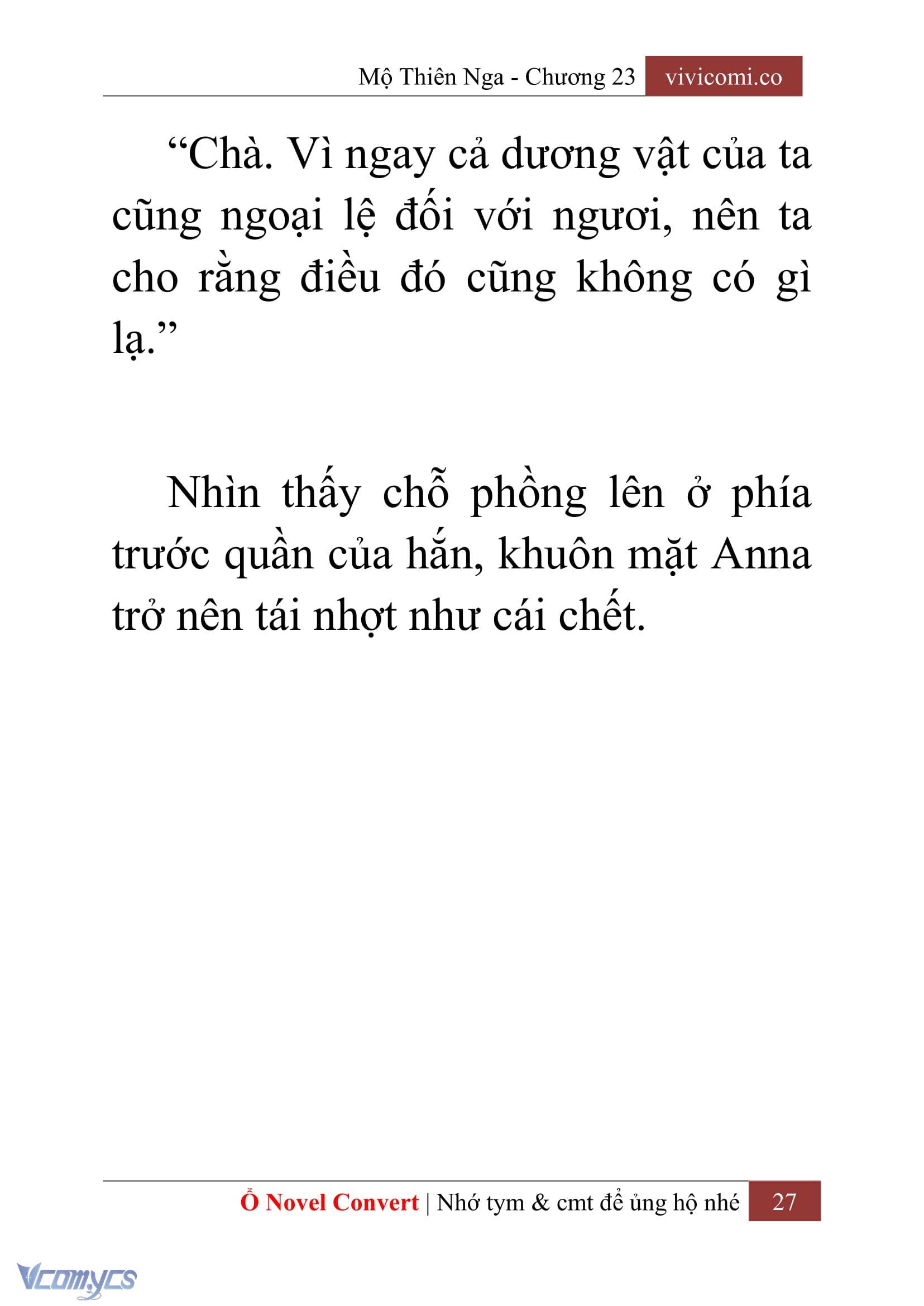 [Novel] Mộ Thiên Nga Chap 23 - Next Chap 24