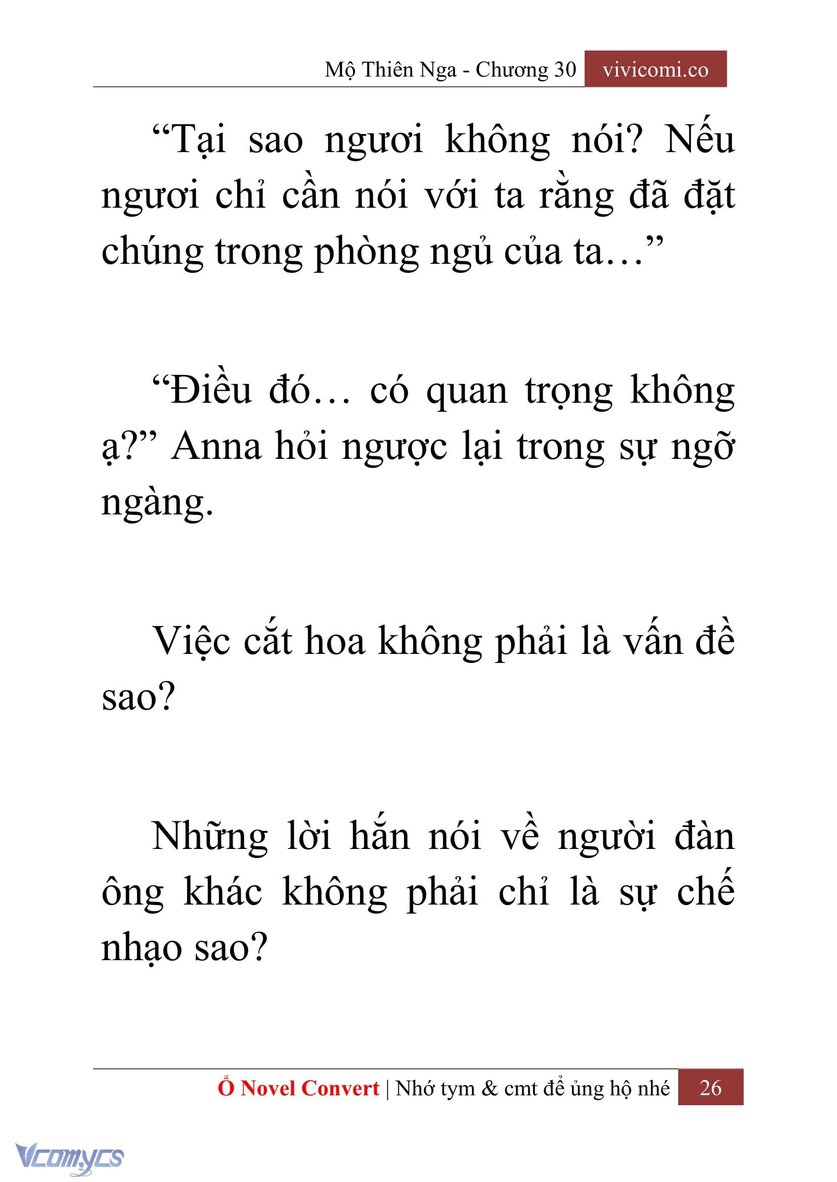 [Novel] Mộ Thiên Nga Chap 30 - Next Chap 31