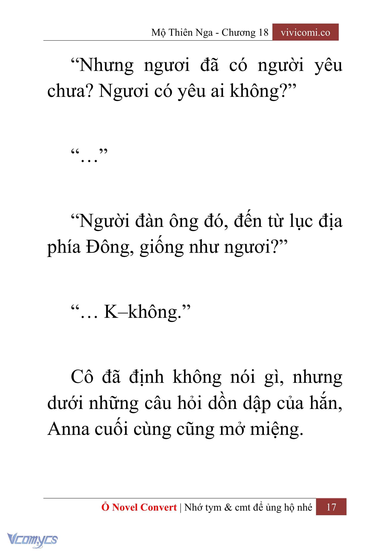 [Novel] Mộ Thiên Nga Chap 18 - Trang 2