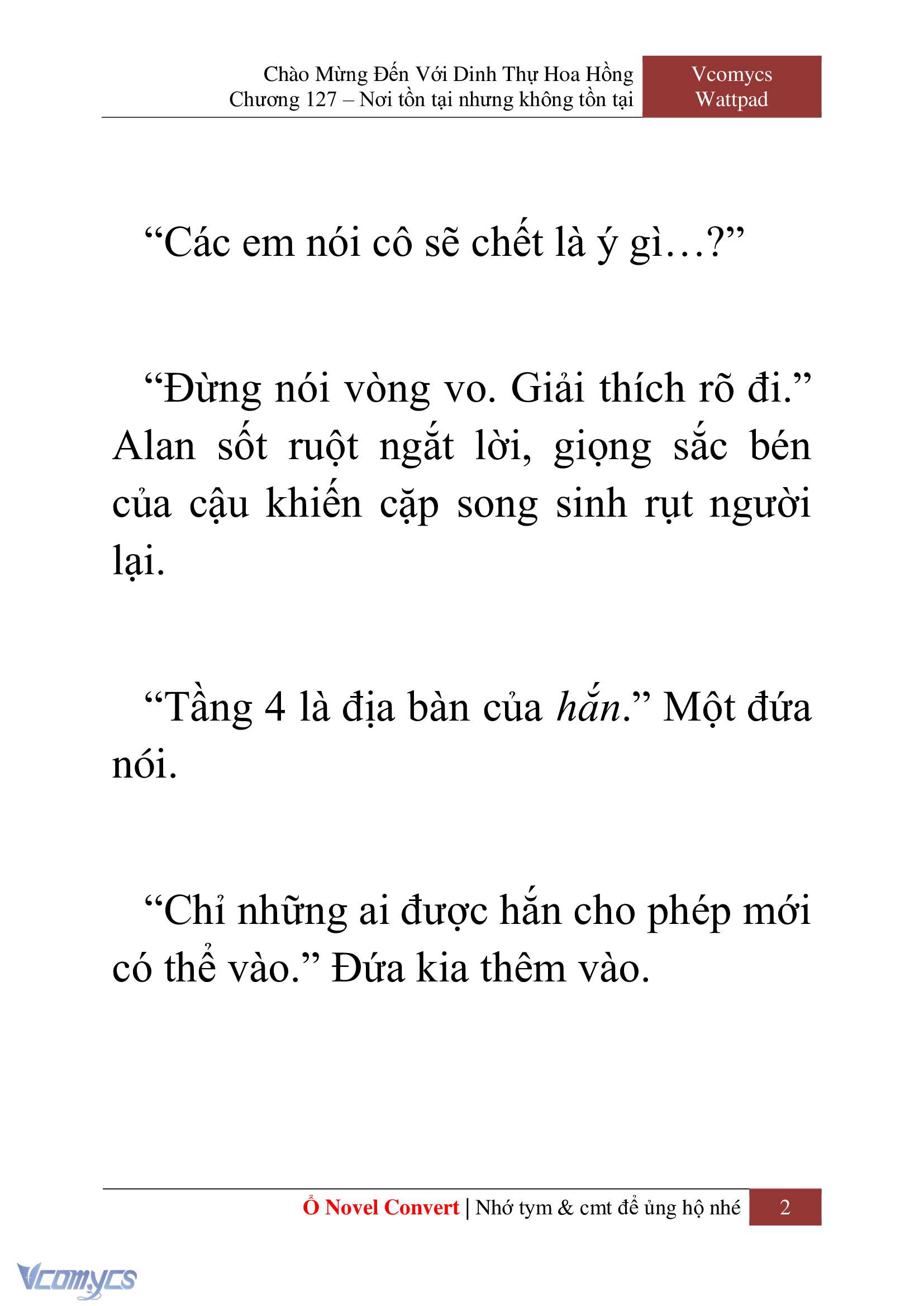 [Novel] Chào Mừng Đến Với Dinh Thự Hoa Hồng Chap 127 - Trang 2