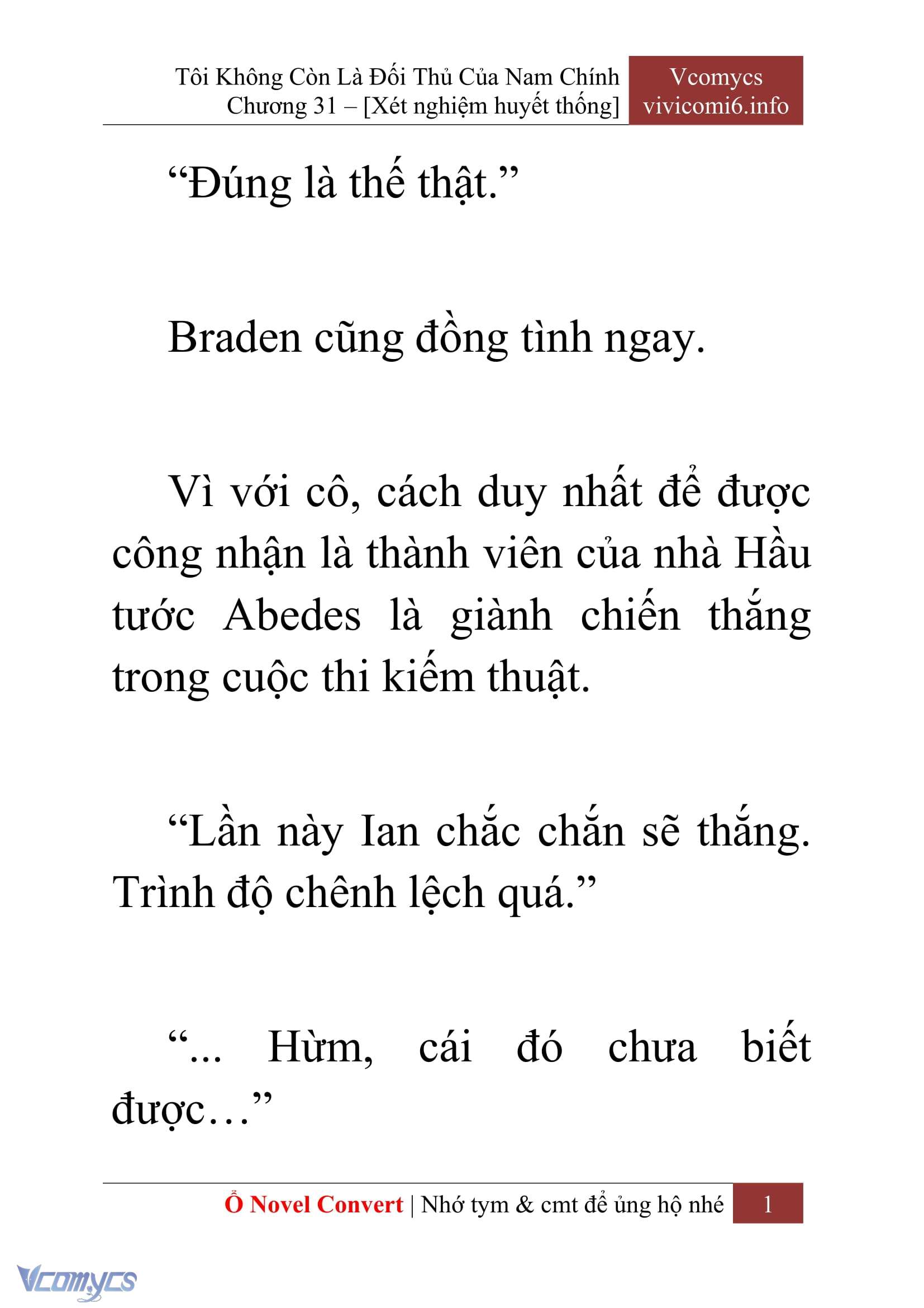 [Novel] Tôi Không Còn Là Đối Thủ Của Nam Chính Chap 31 - Trang 2
