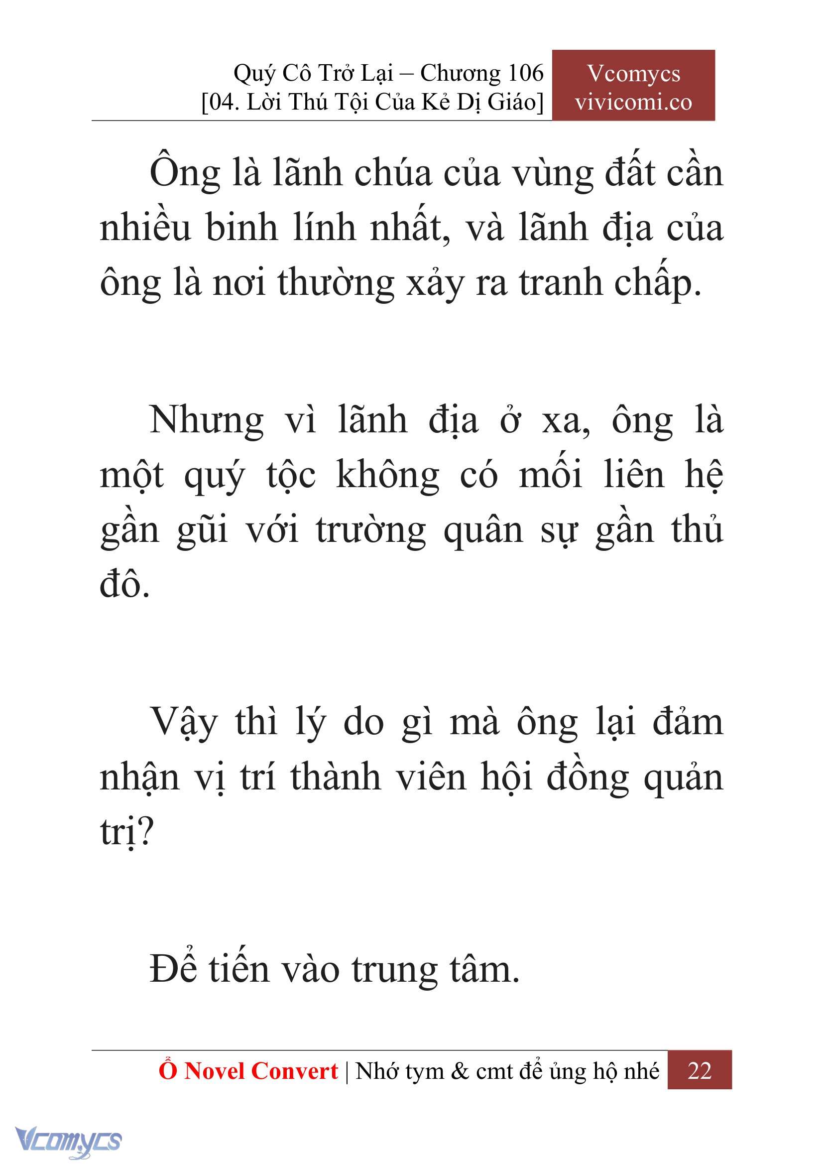 [Novel] Quý Cô Trở Lại Chap 106 - Next Chap 107