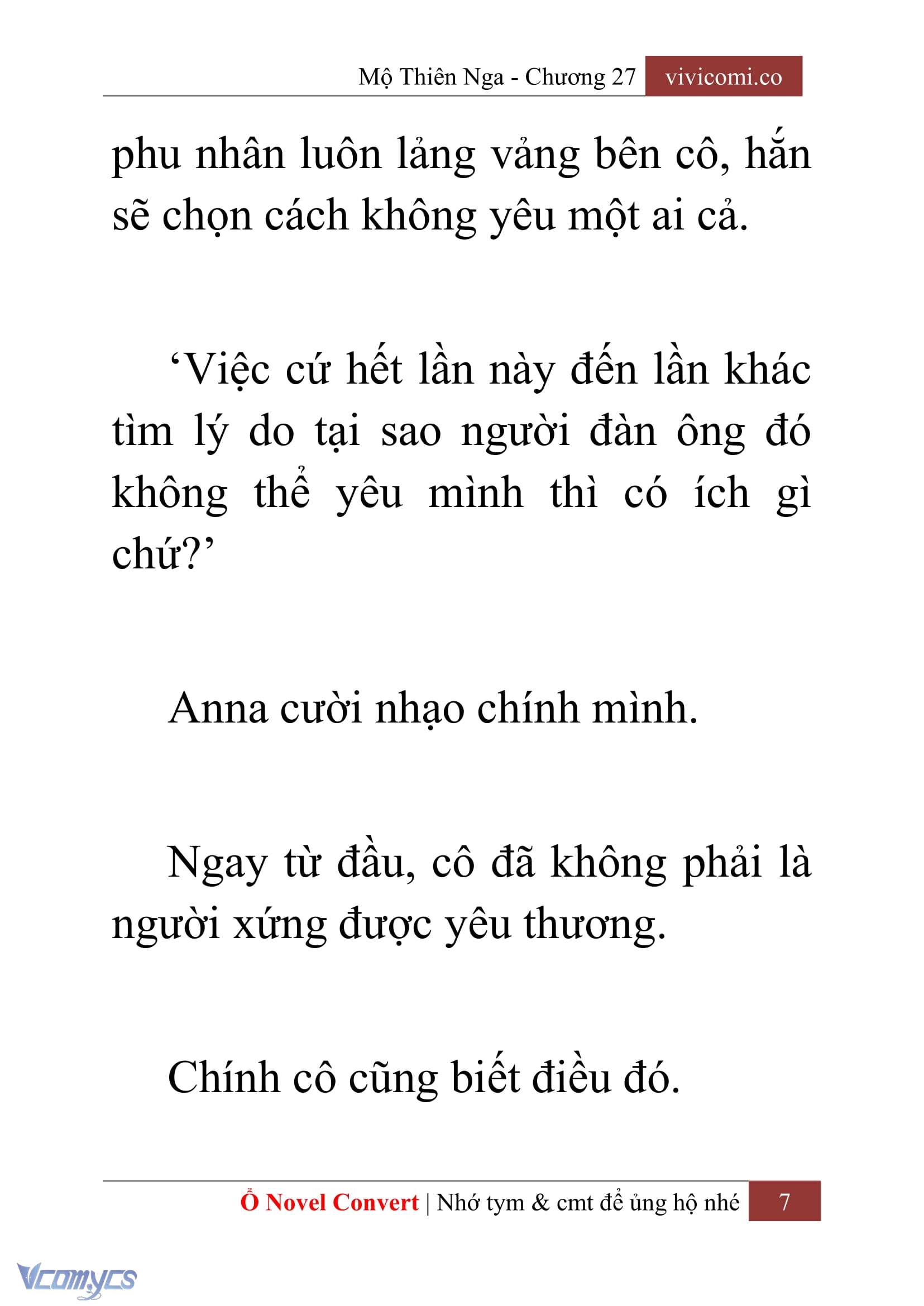 [Novel] Mộ Thiên Nga Chap 27 - Next Chap 28