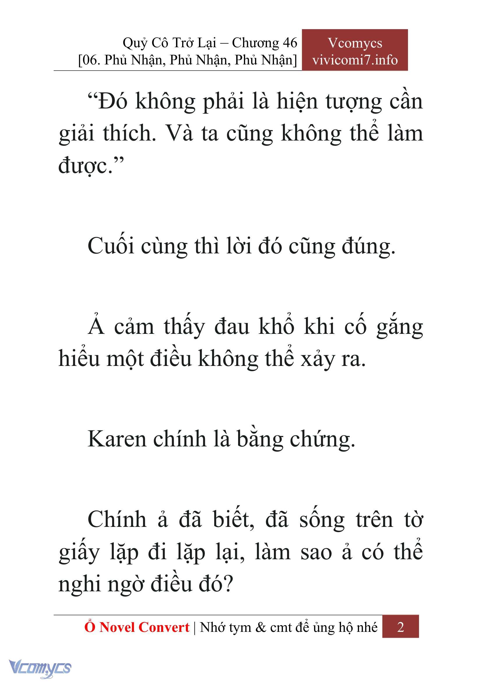 [Novel] Quý Cô Trở Lại Chap 46 - Trang 2