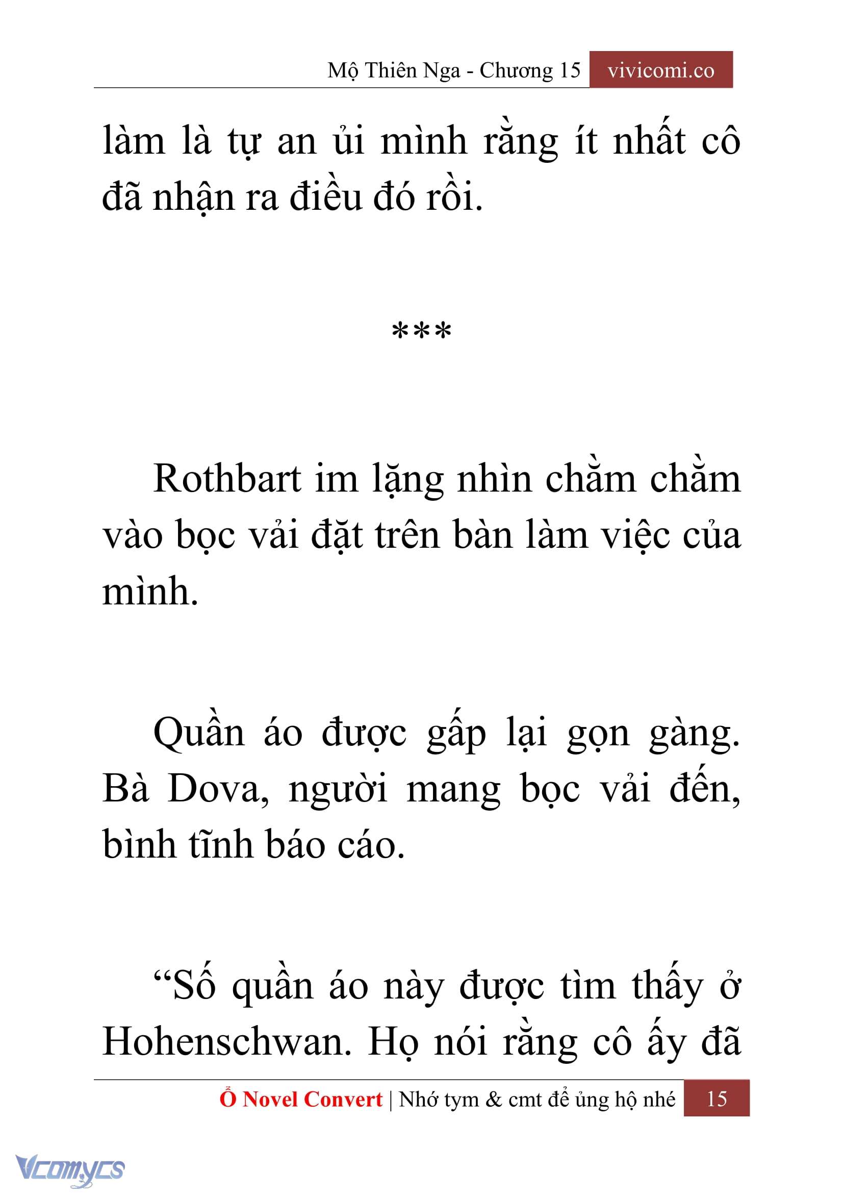 [Novel] Mộ Thiên Nga Chap 15 - Next Chap 16