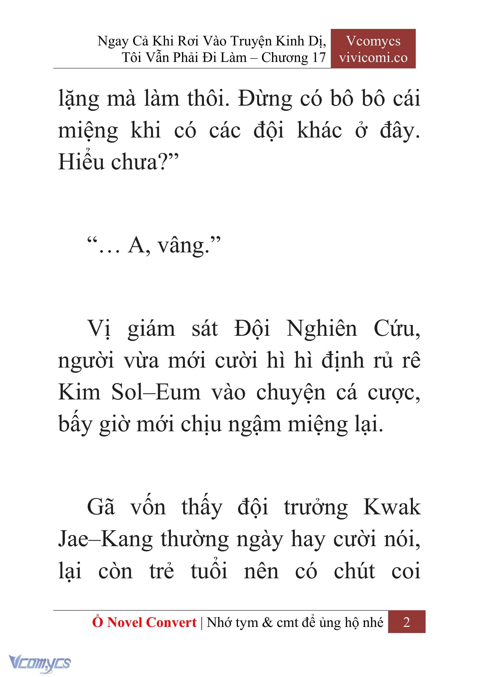 [Novel] Ngay Cả Khi Rơi Vào Truyện Kinh Dị, Tôi Vẫn Phải Đi Làm Chap 17 - Trang 2