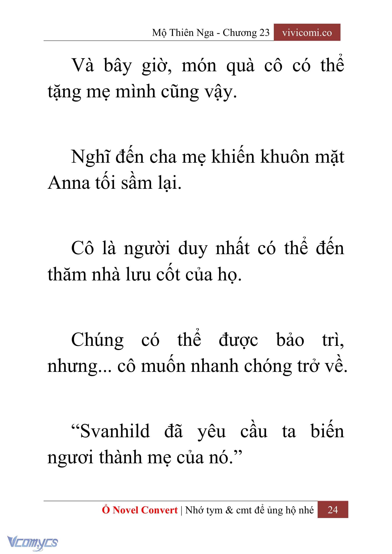 [Novel] Mộ Thiên Nga Chap 23 - Next Chap 24