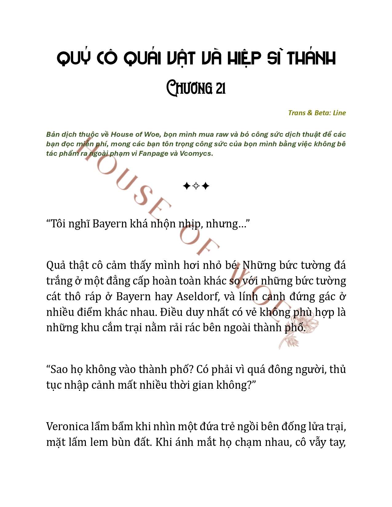 [NOVEL] QUÝ CÔ QUÁI VẬT VÀ HIỆP SĨ THÁNH Chap 21 - Next Chap 22