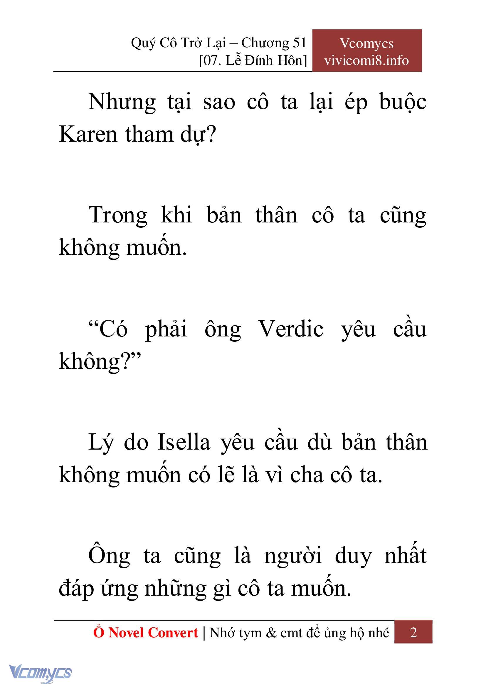 [Novel] Quý Cô Trở Lại Chap 51 - Trang 2