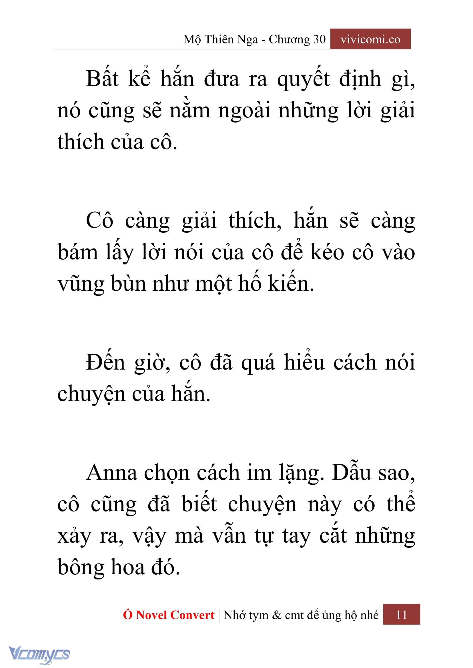 [Novel] Mộ Thiên Nga Chap 30 - Next Chap 31
