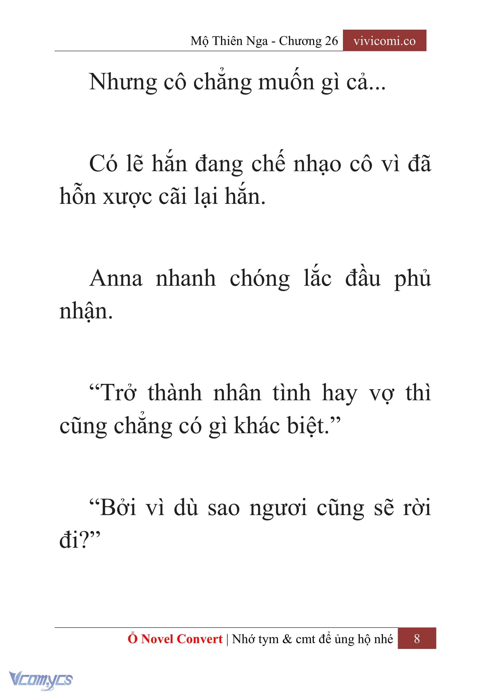 [Novel] Mộ Thiên Nga Chap 26 - Next Chap 27