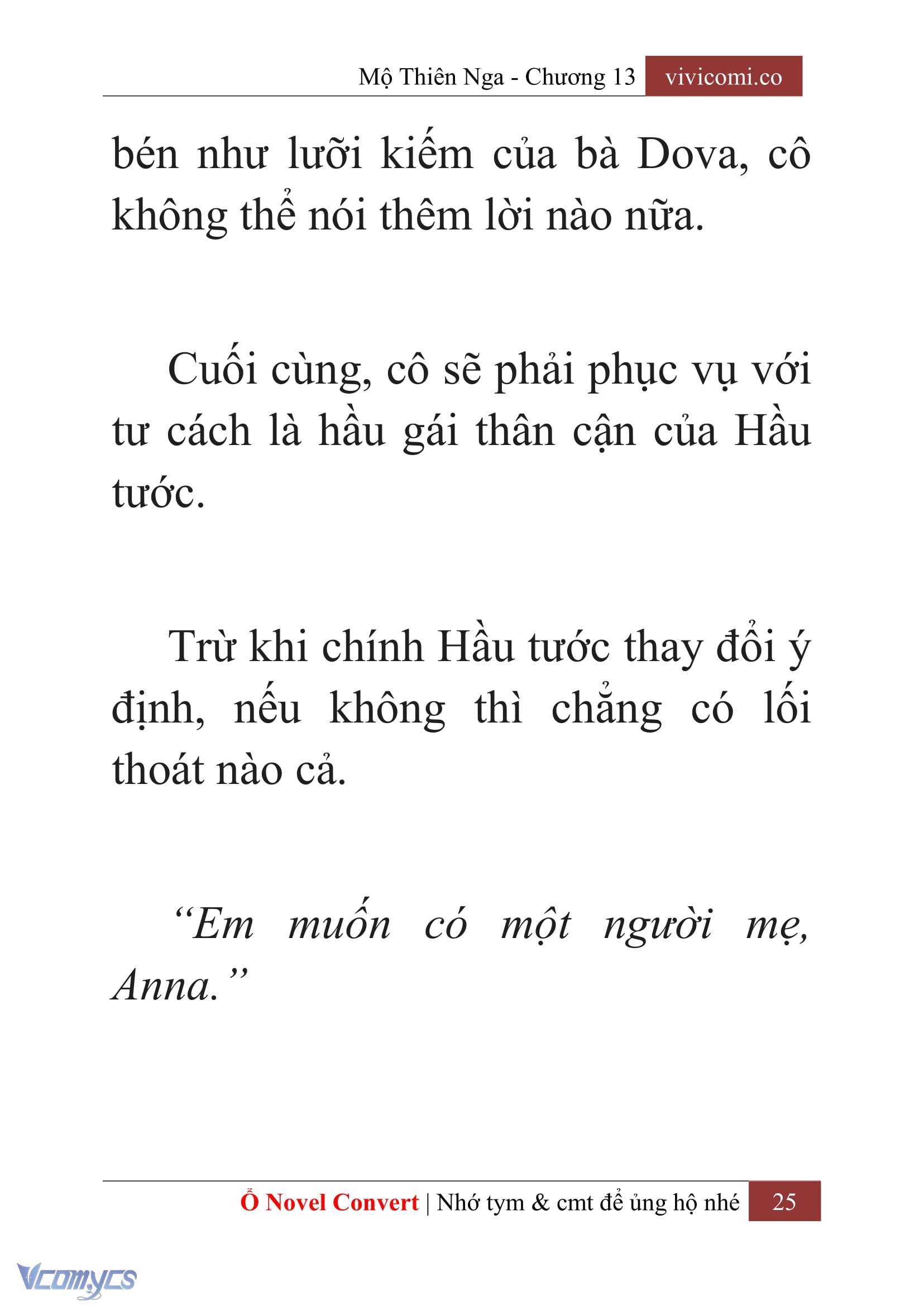 [Novel] Mộ Thiên Nga Chap 13 - Trang 2