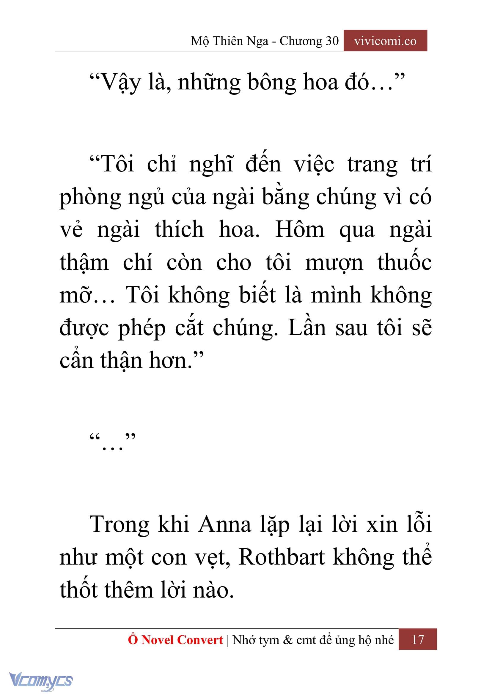 [Novel] Mộ Thiên Nga Chap 30 - Next Chap 31