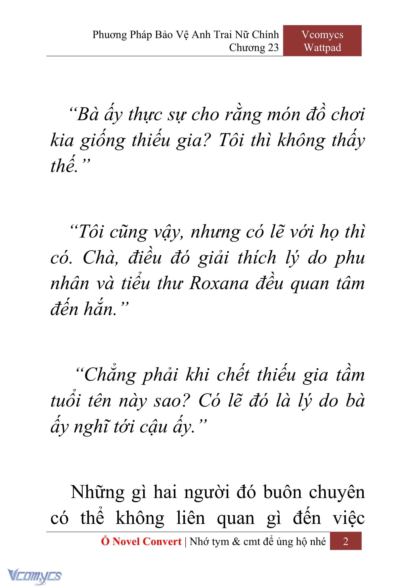 [Novel] Phương Pháp Bảo Vệ Anh Trai Nữ Chính Chap 23 - Trang 2