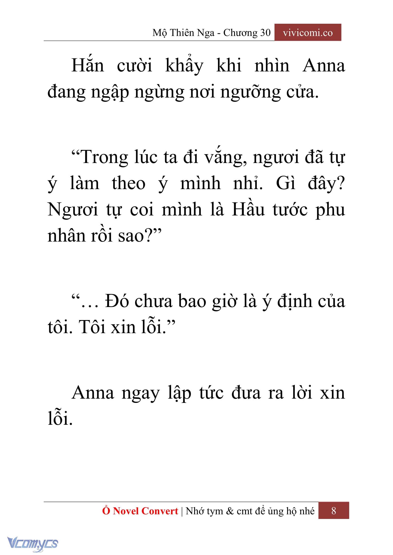 [Novel] Mộ Thiên Nga Chap 30 - Next Chap 31