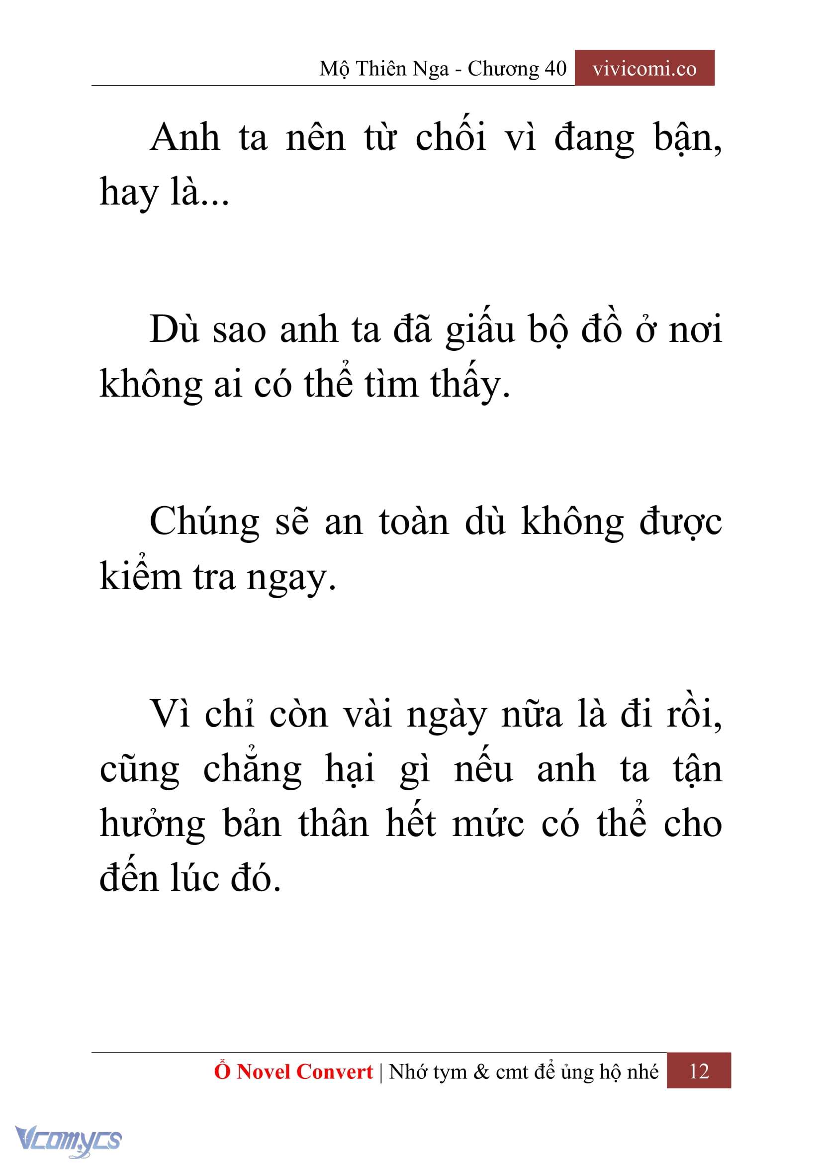 [Novel] Mộ Thiên Nga Chap 40 - Trang 2