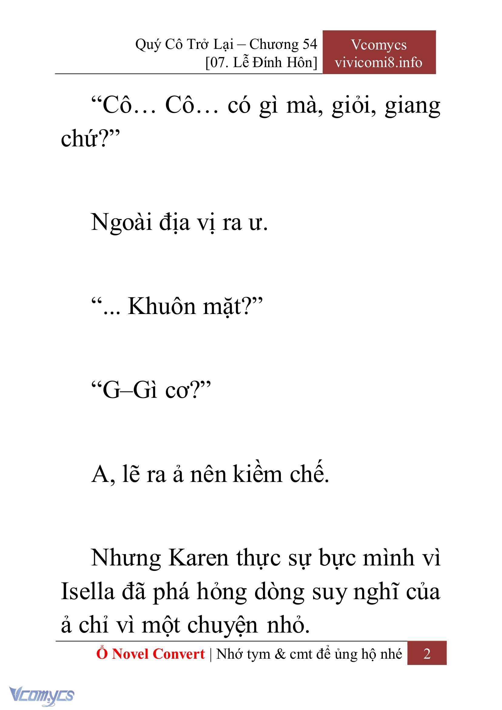 [Novel] Quý Cô Trở Lại Chap 54 - Trang 2