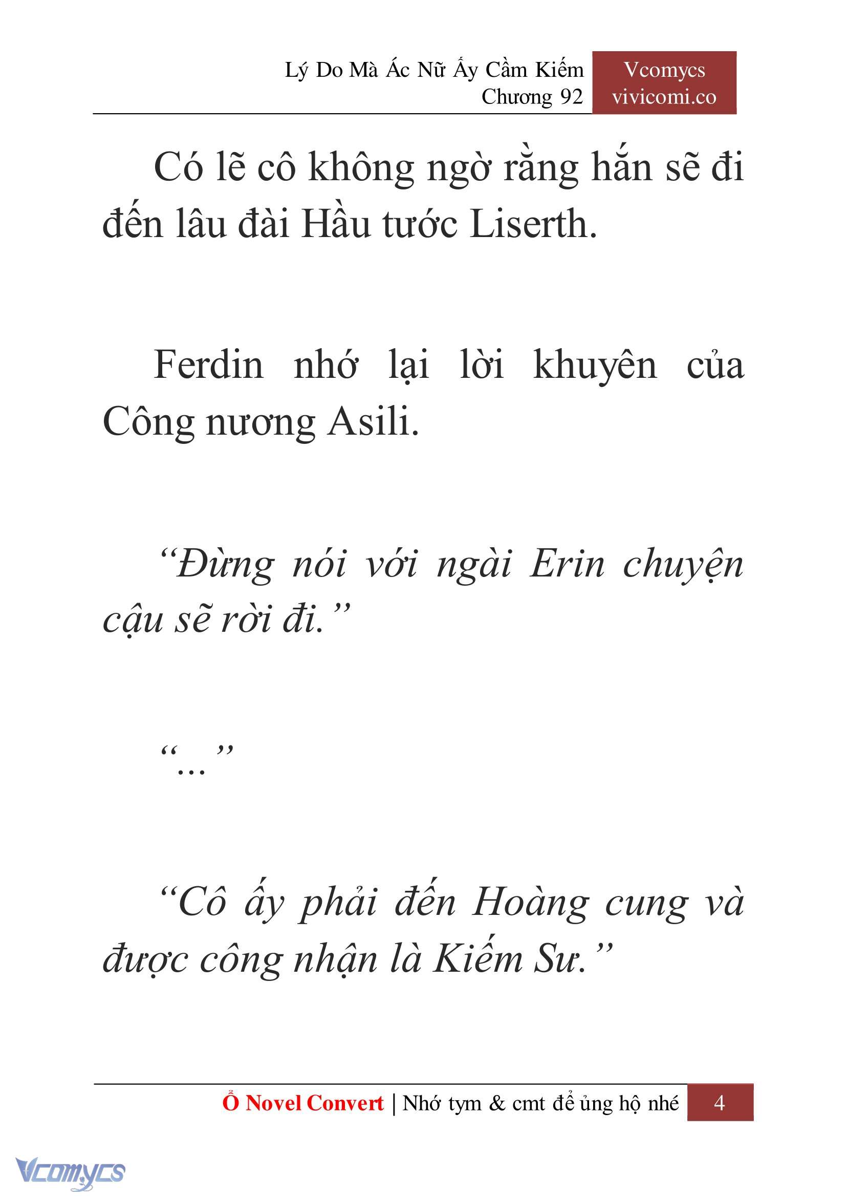 [Novel] Lý Do Mà Ác Nữ Ấy Cầm Kiếm Chap 92 - Next Chap 93