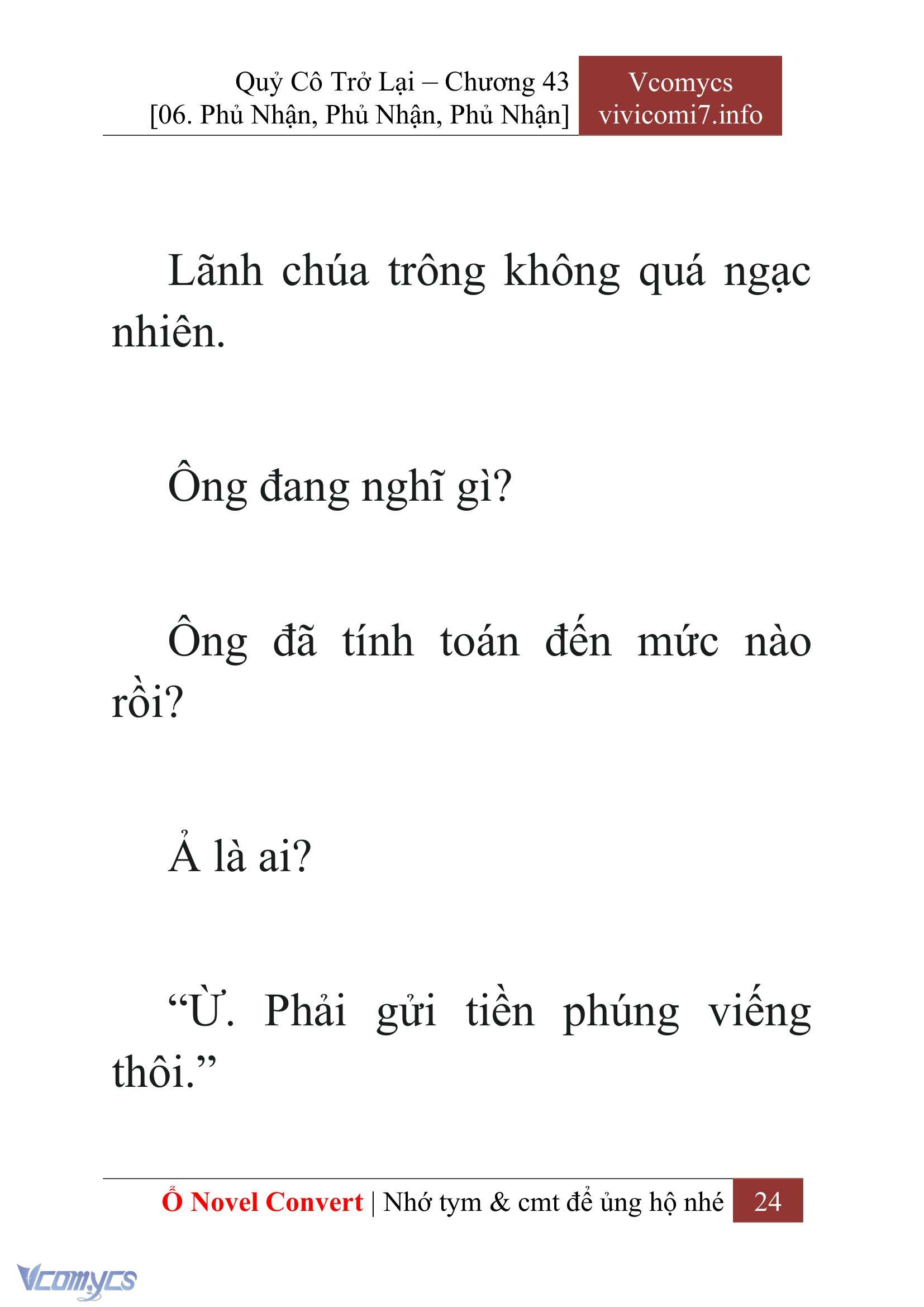 [Novel] Quý Cô Trở Lại Chap 43 - Next Chap 44