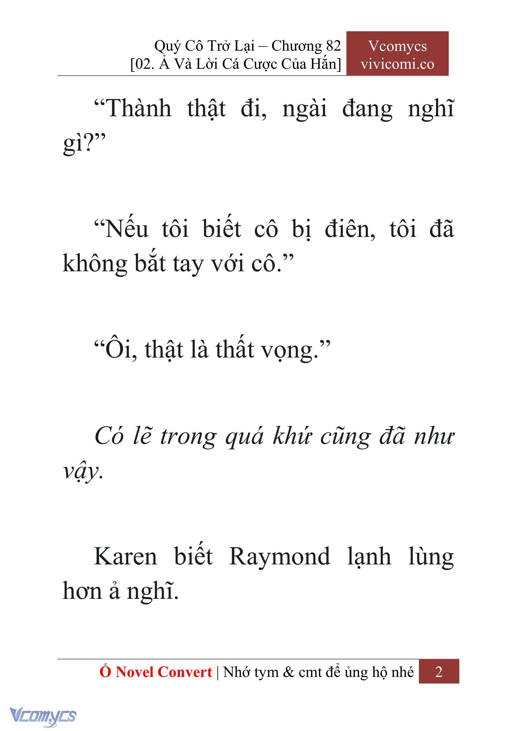 [Novel] Quý Cô Trở Lại Chap 82 - Trang 2