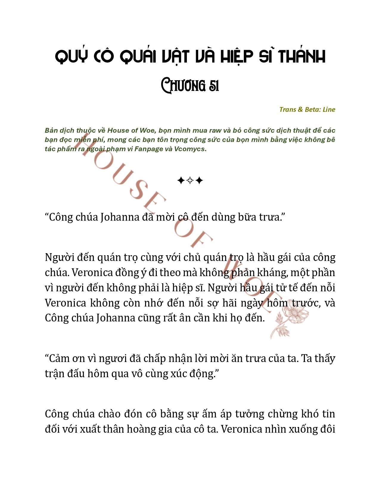 [NOVEL] QUÝ CÔ QUÁI VẬT VÀ HIỆP SĨ THÁNH Chap 51 - Trang 2