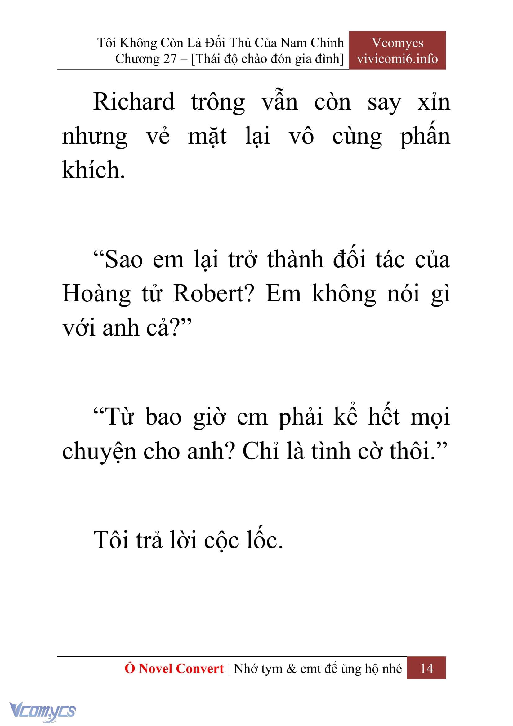 [Novel] Tôi Không Còn Là Đối Thủ Của Nam Chính Chap 27 - Trang 2