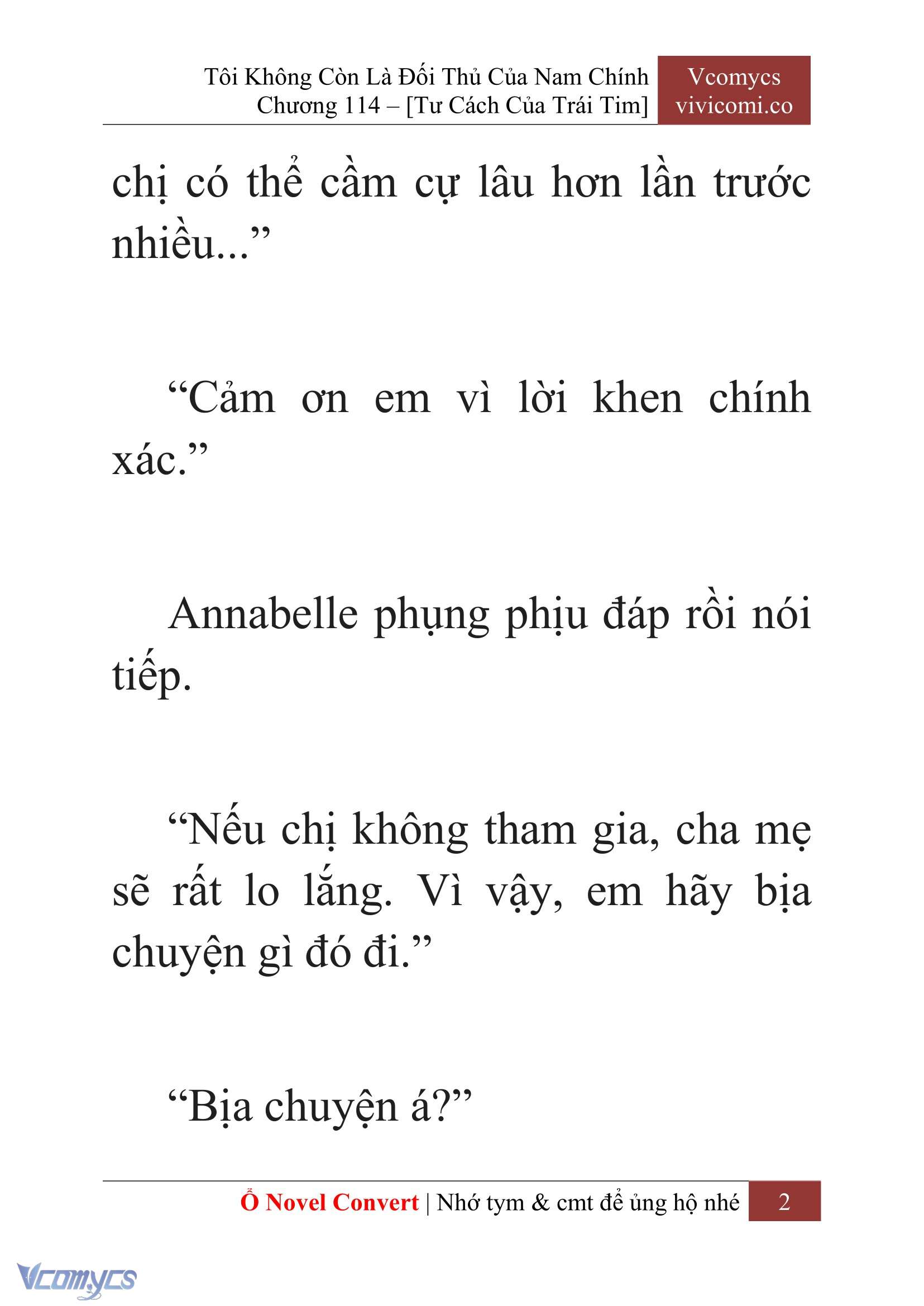 [Novel] Tôi Không Còn Là Đối Thủ Của Nam Chính Chap 114 - Trang 2