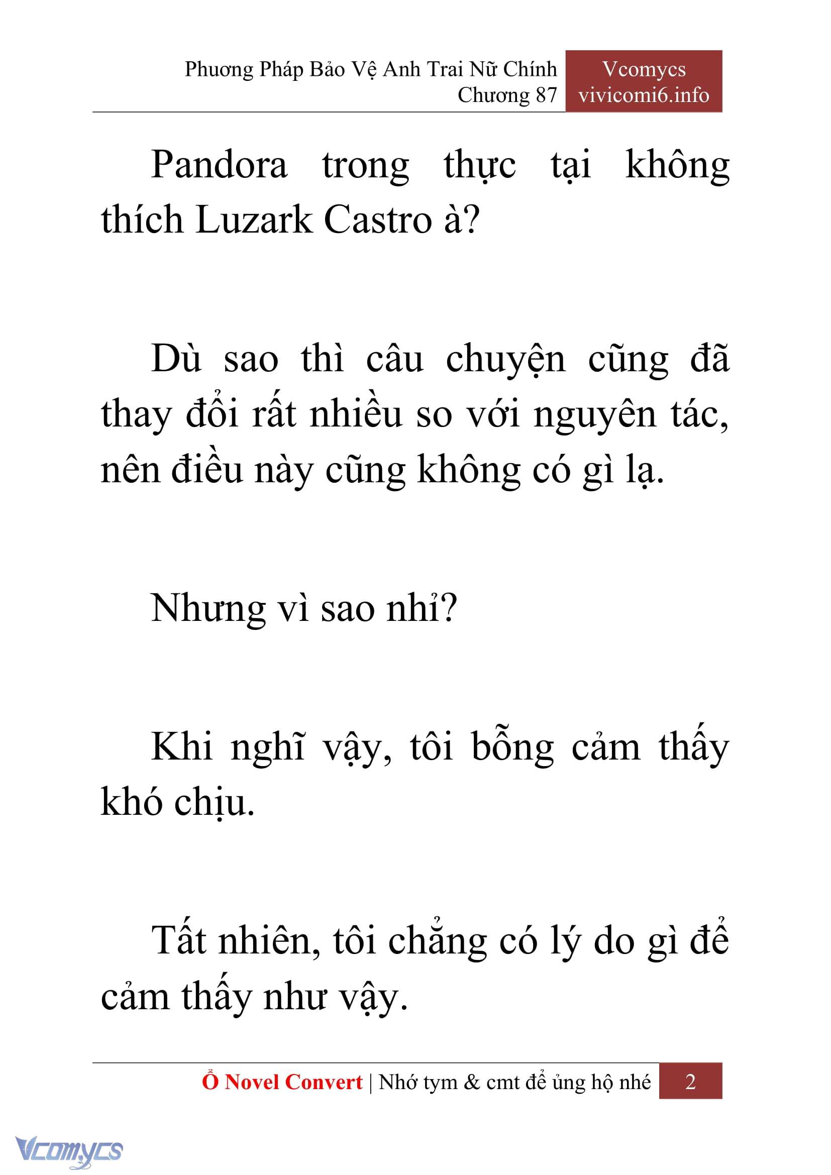 [Novel] Phương Pháp Bảo Vệ Anh Trai Nữ Chính Chap 87 - Trang 2