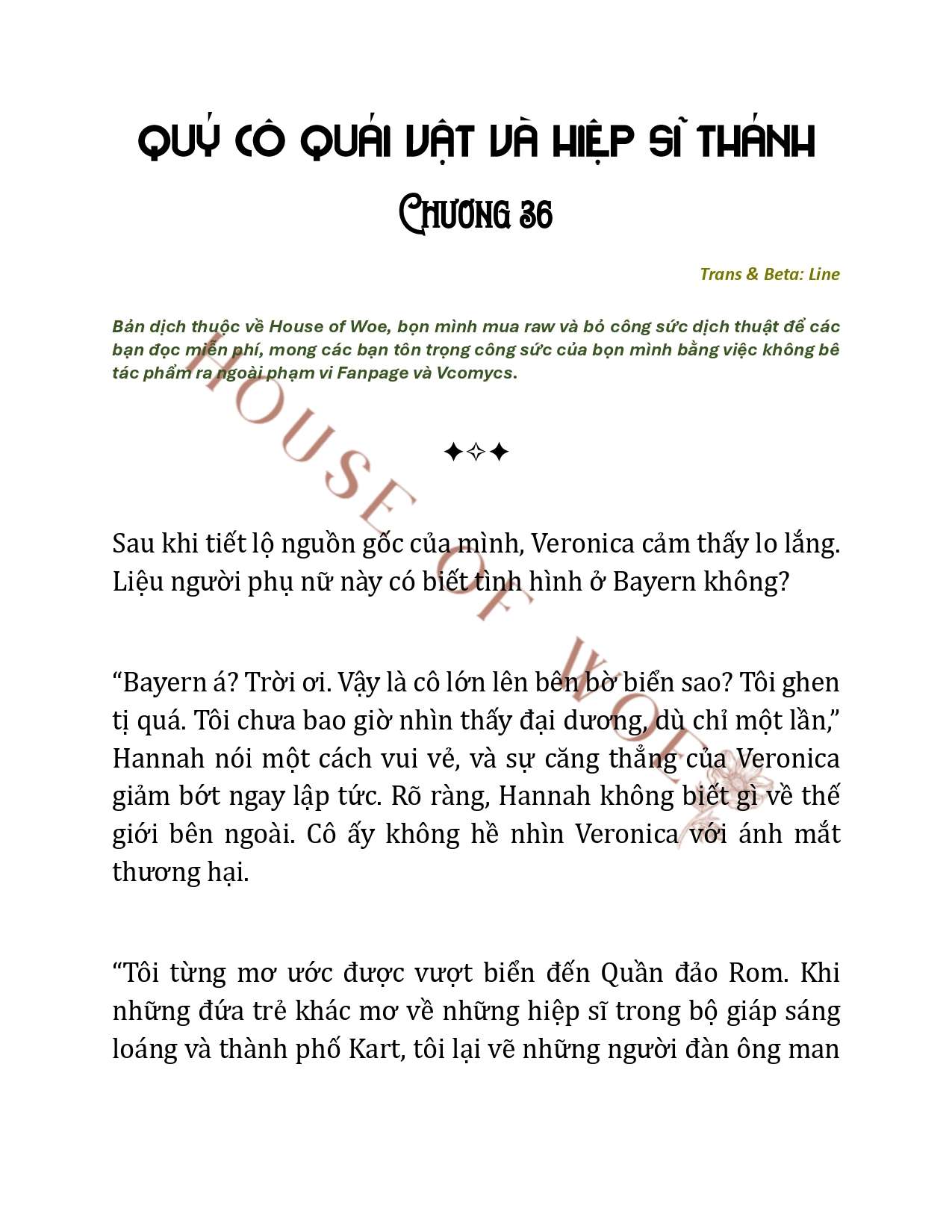 [NOVEL] QUÝ CÔ QUÁI VẬT VÀ HIỆP SĨ THÁNH Chap 36 - Next Chap 37