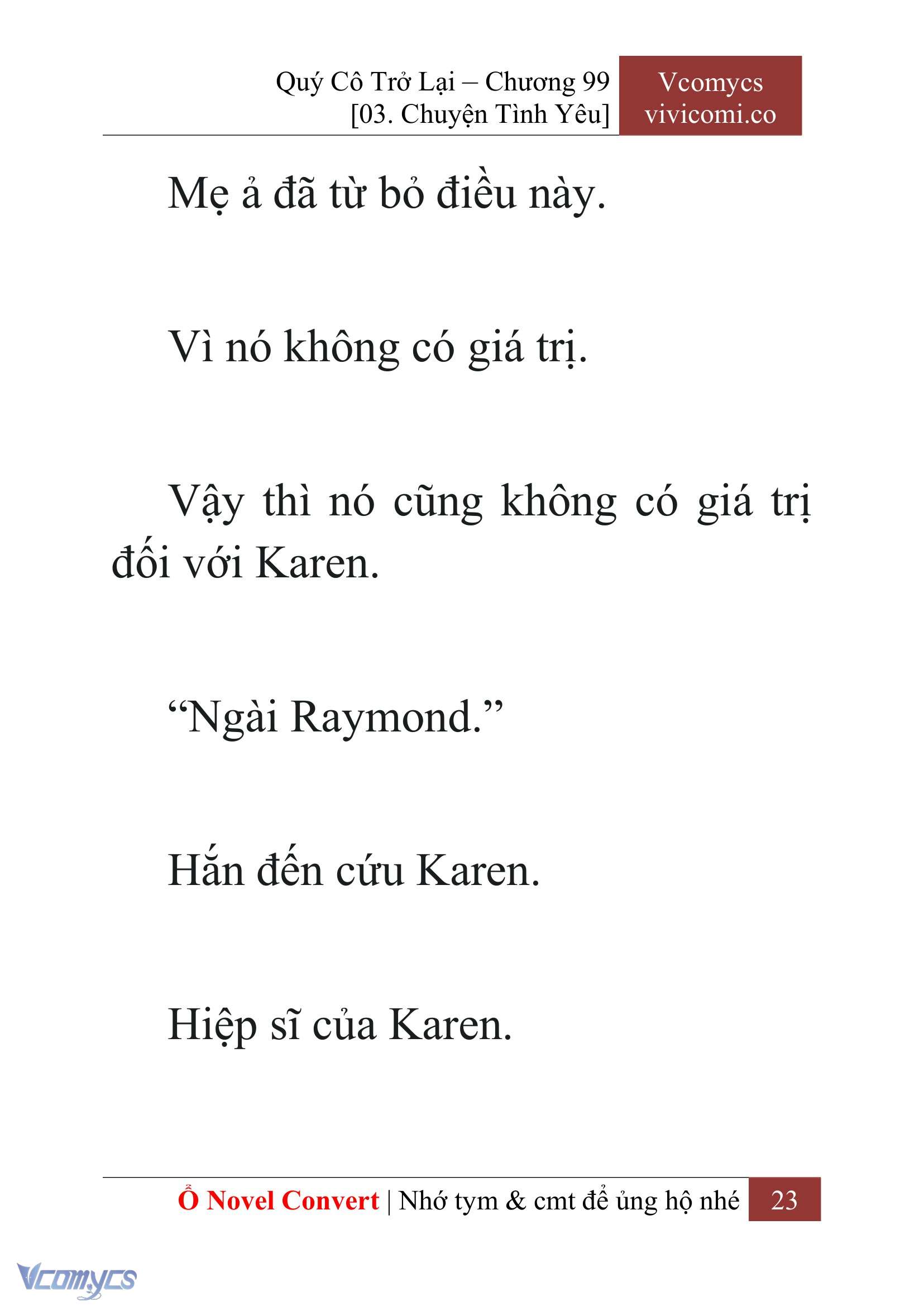 [Novel] Quý Cô Trở Lại Chap 99 - Trang 2