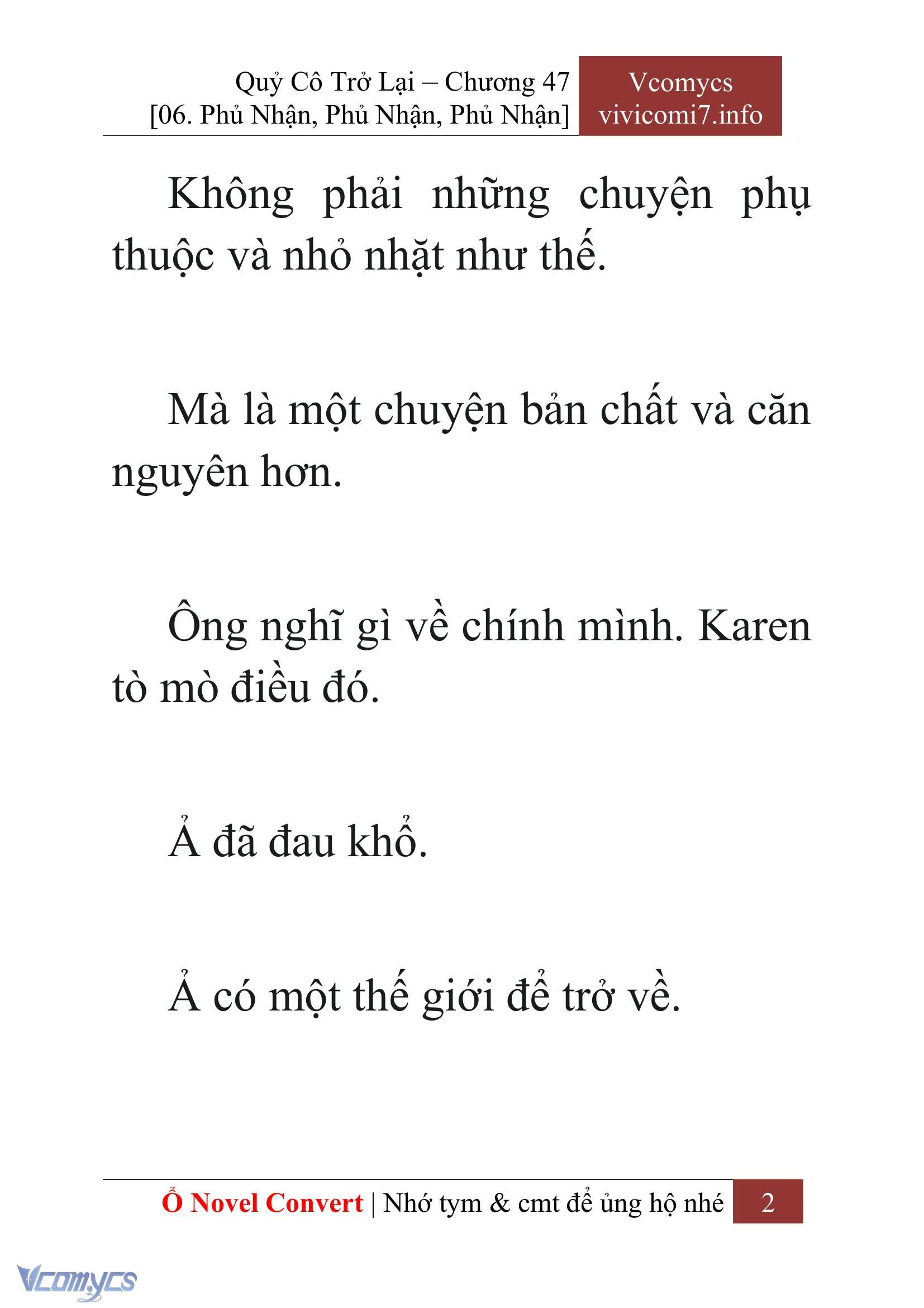 [Novel] Quý Cô Trở Lại Chap 47 - Trang 2