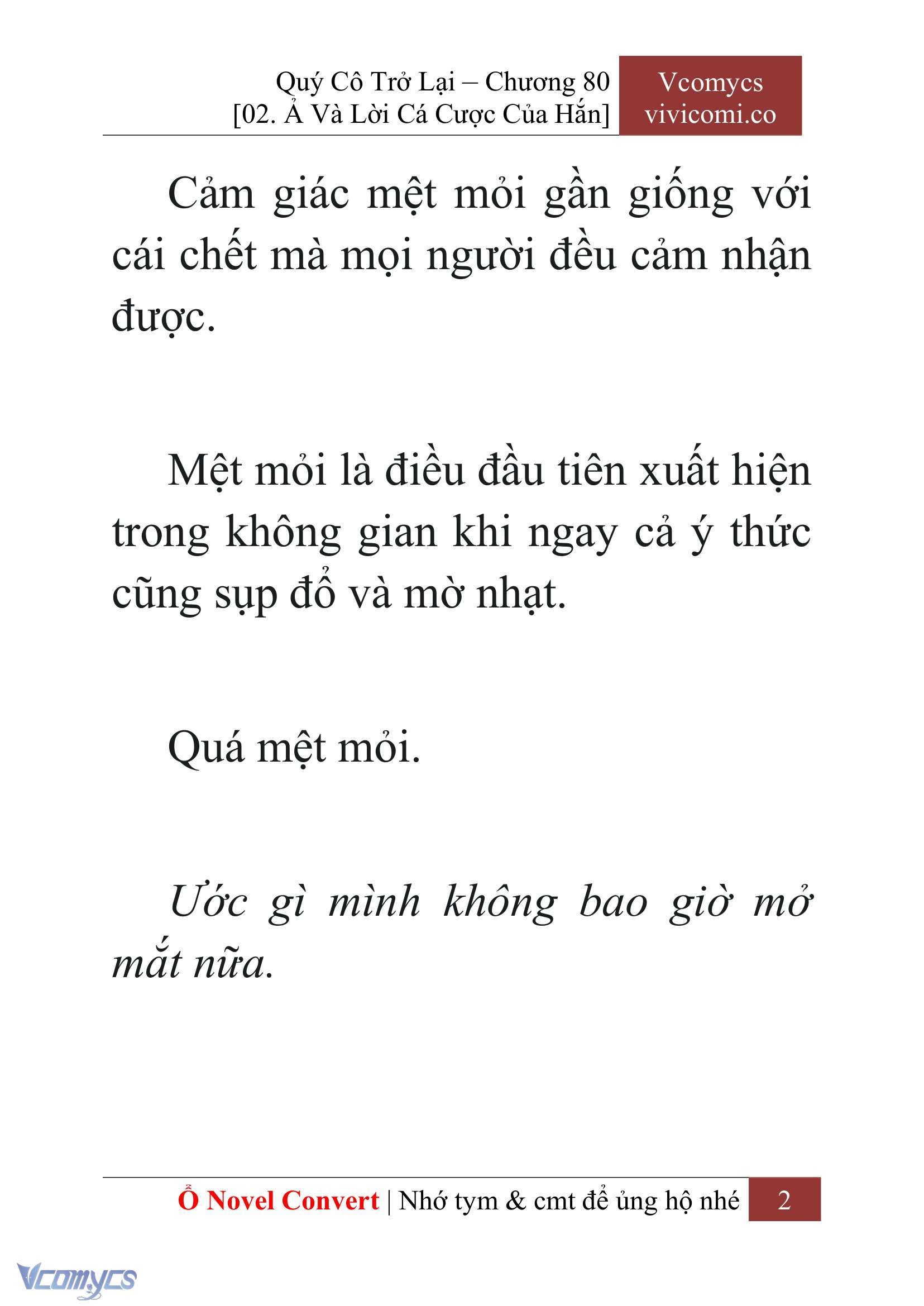 [Novel] Quý Cô Trở Lại Chap 80 - Trang 2