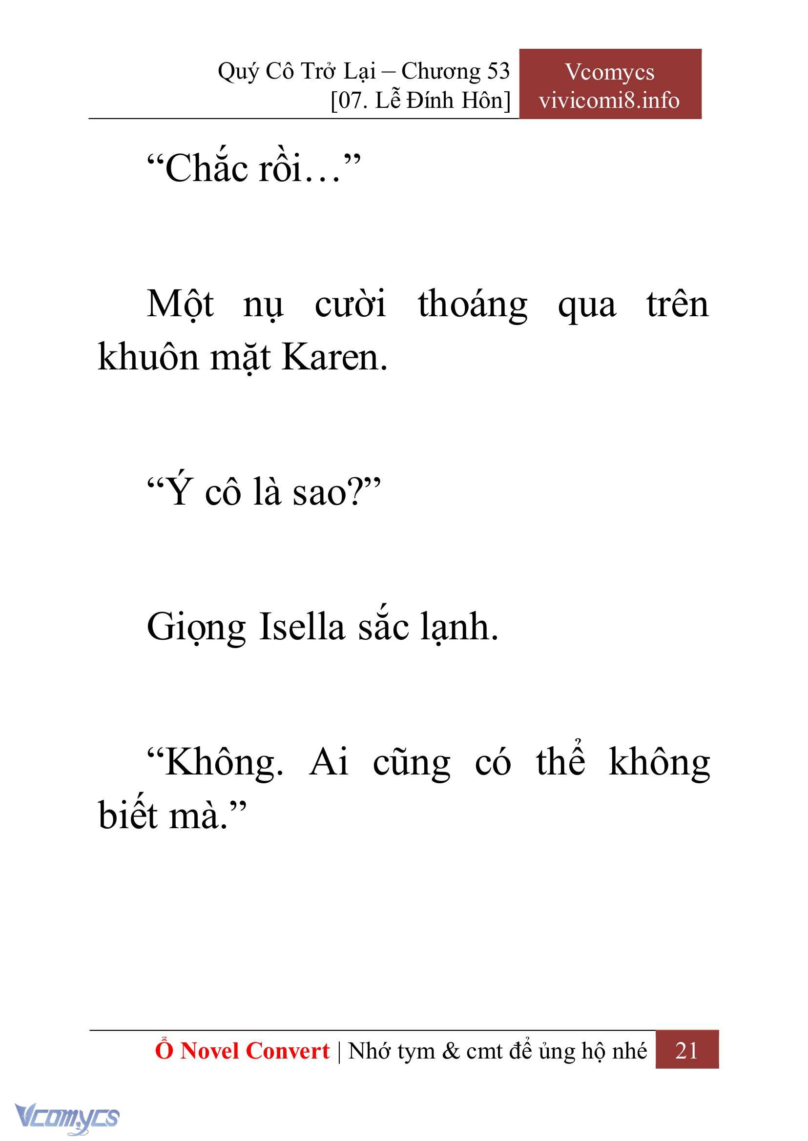 [Novel] Quý Cô Trở Lại Chap 53 - Trang 2