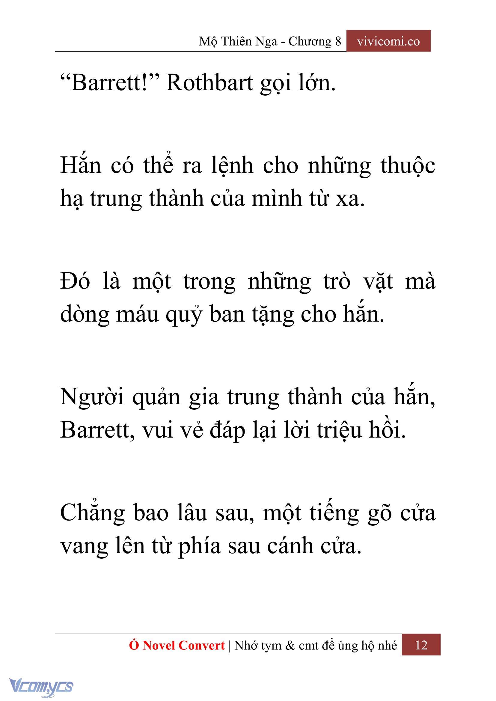 [Novel] Mộ Thiên Nga Chap 8 - Trang 2